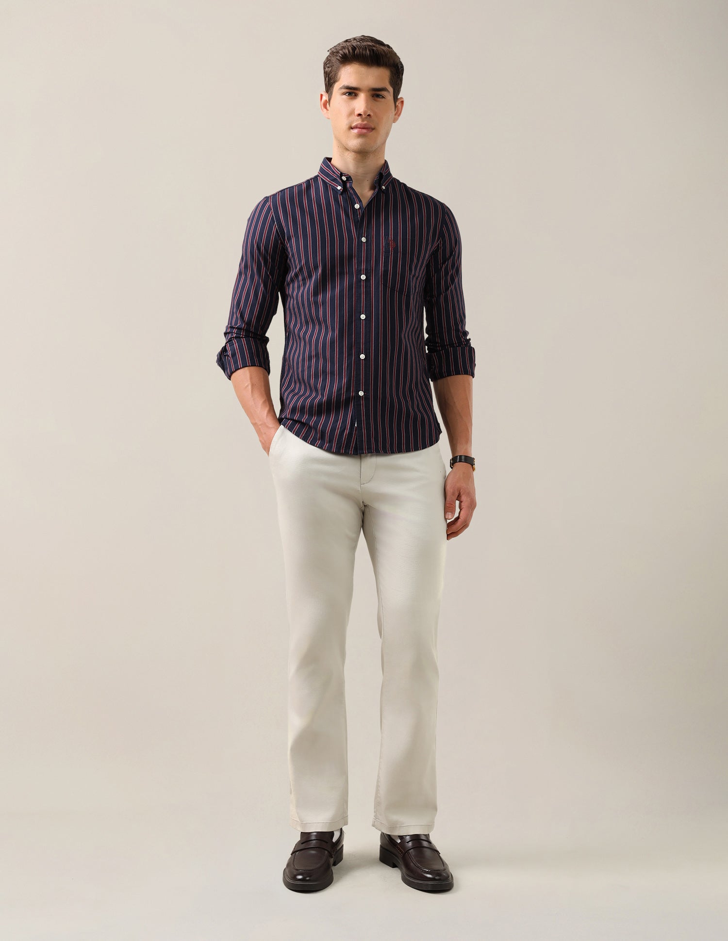 Oxford Tailored Fit Shirt Red - U.S. Polo Assn. India | Large