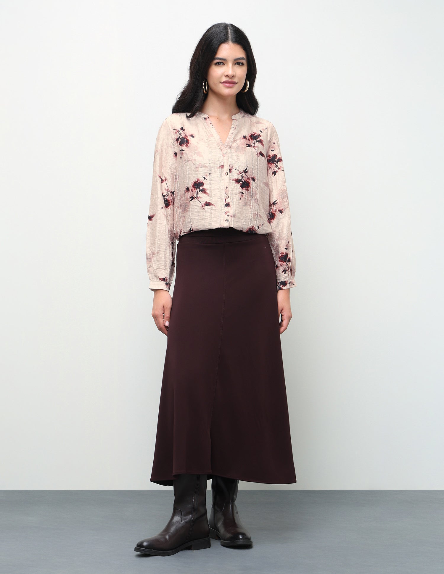 Floral Printed Relaxed Fit Top Wine - U.S. Polo Assn. India | Large