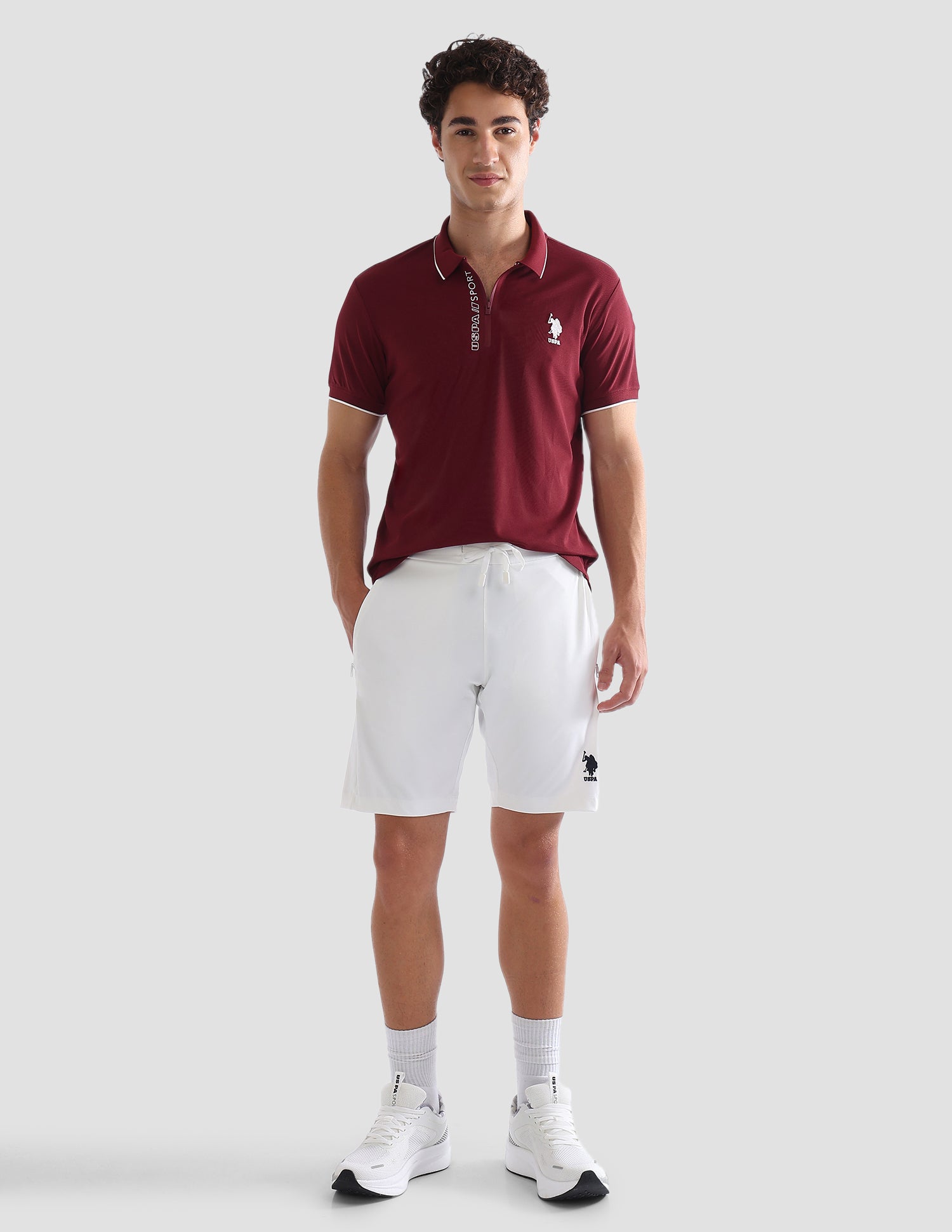 Solid Slim Fit Active Polo Shirt Maroon - U.S. Polo Assn. India | Large