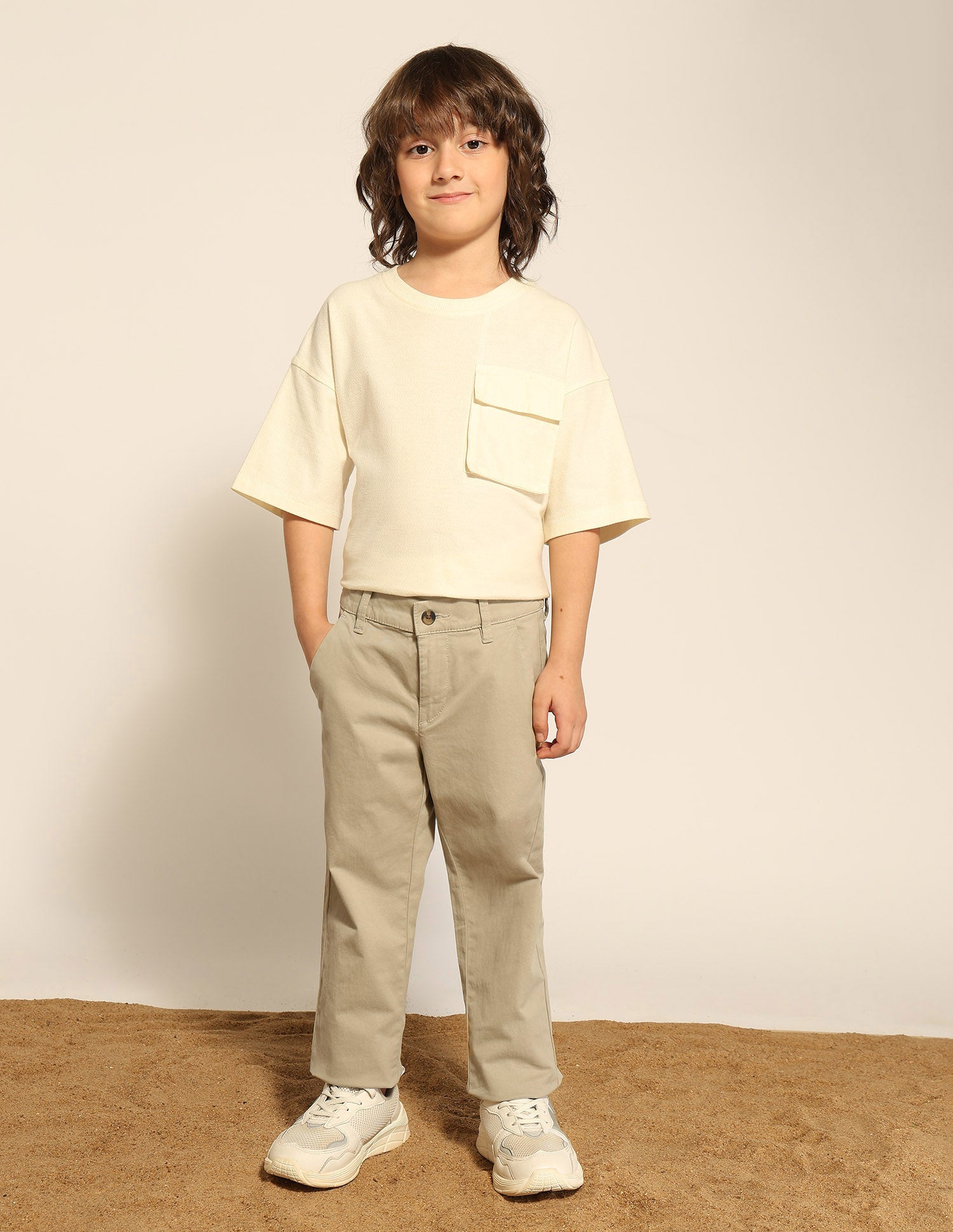 Boys Pure Cotton Twill Trousers Khaki - U.S. POLO ASSN. | Large