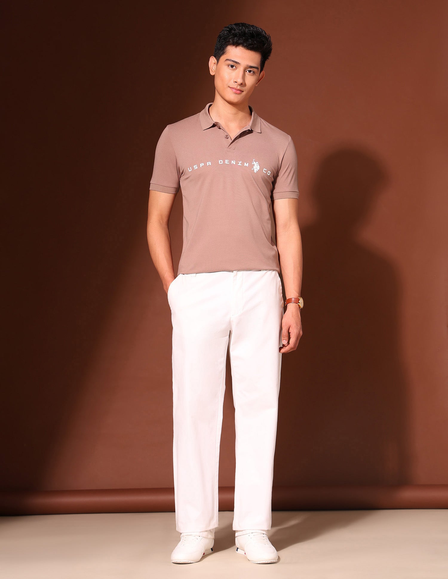 Brand Printed Work And Wander Polo Shirt Pink - U.S. POLO ASSN. | Large