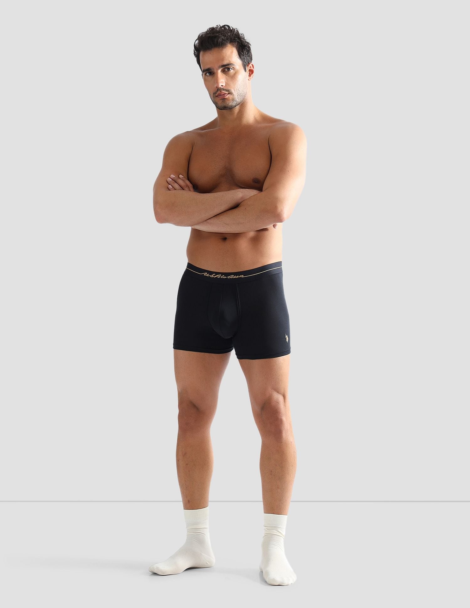 Anti Microbial Solid PT004 Trunks - Pack of 1 Black - U.S. POLO ASSN. | Large