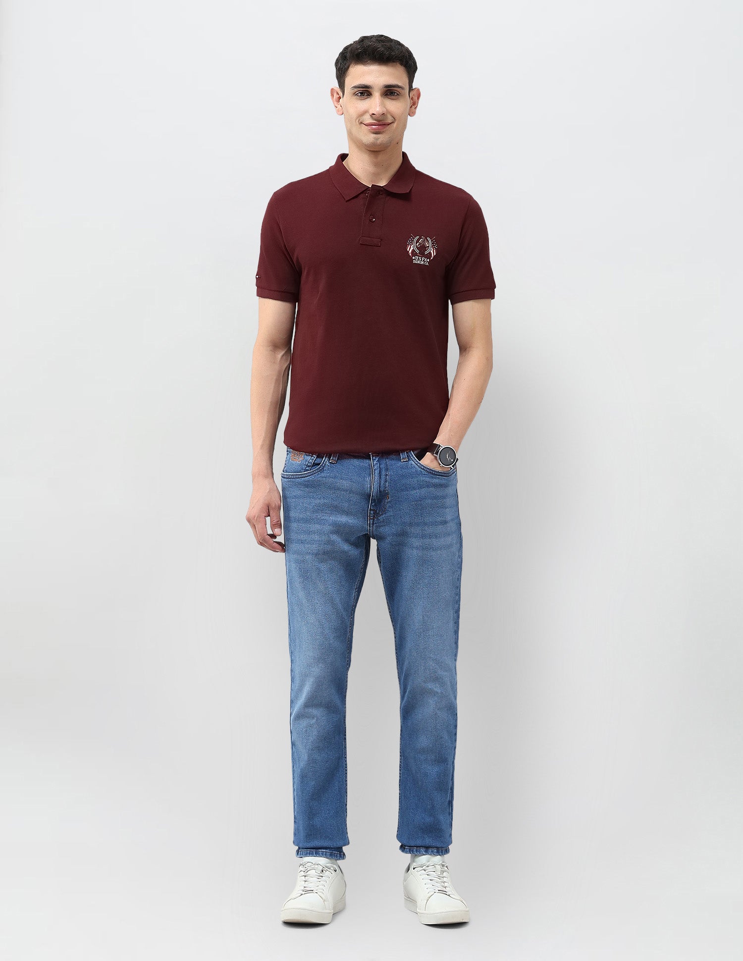 Brandon Slim Tapered Fit Blue Jeans Med Blue - U.S. POLO ASSN. | Large