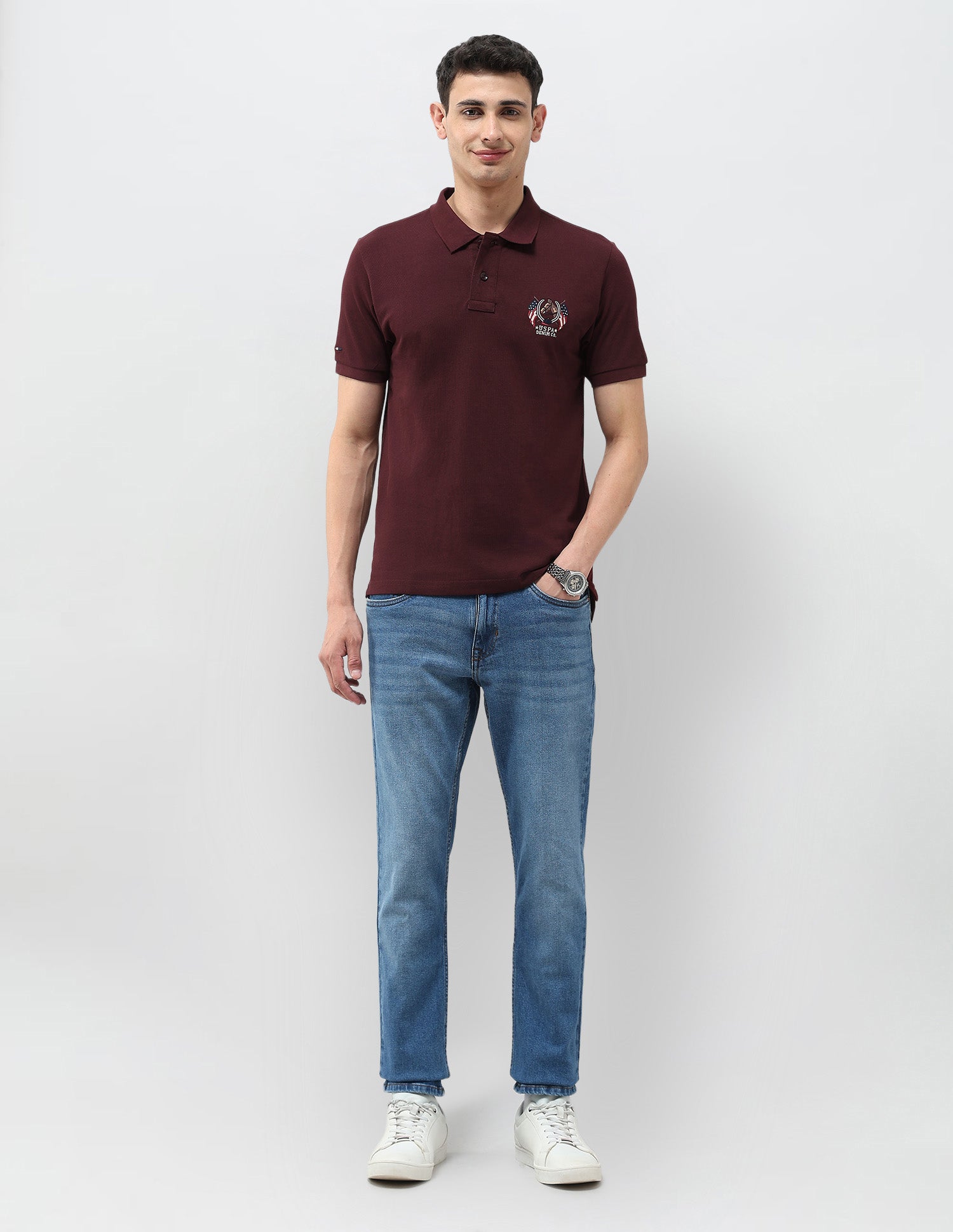 Solid Muscle Fit Polo Shirt Wine - U.S. POLO ASSN. | Large