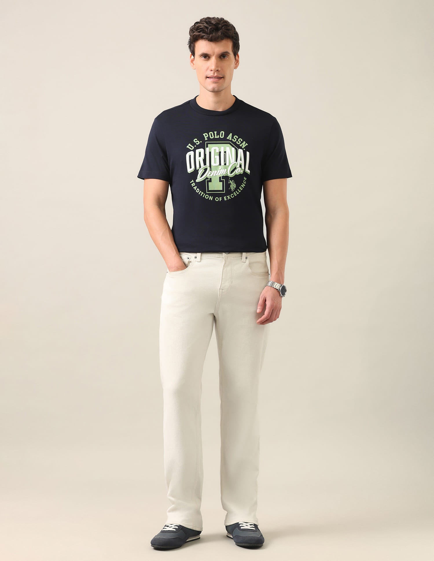 Graphic Printed Regular Fit T-Shirt Navy - U.S. Polo Assn. India | Large