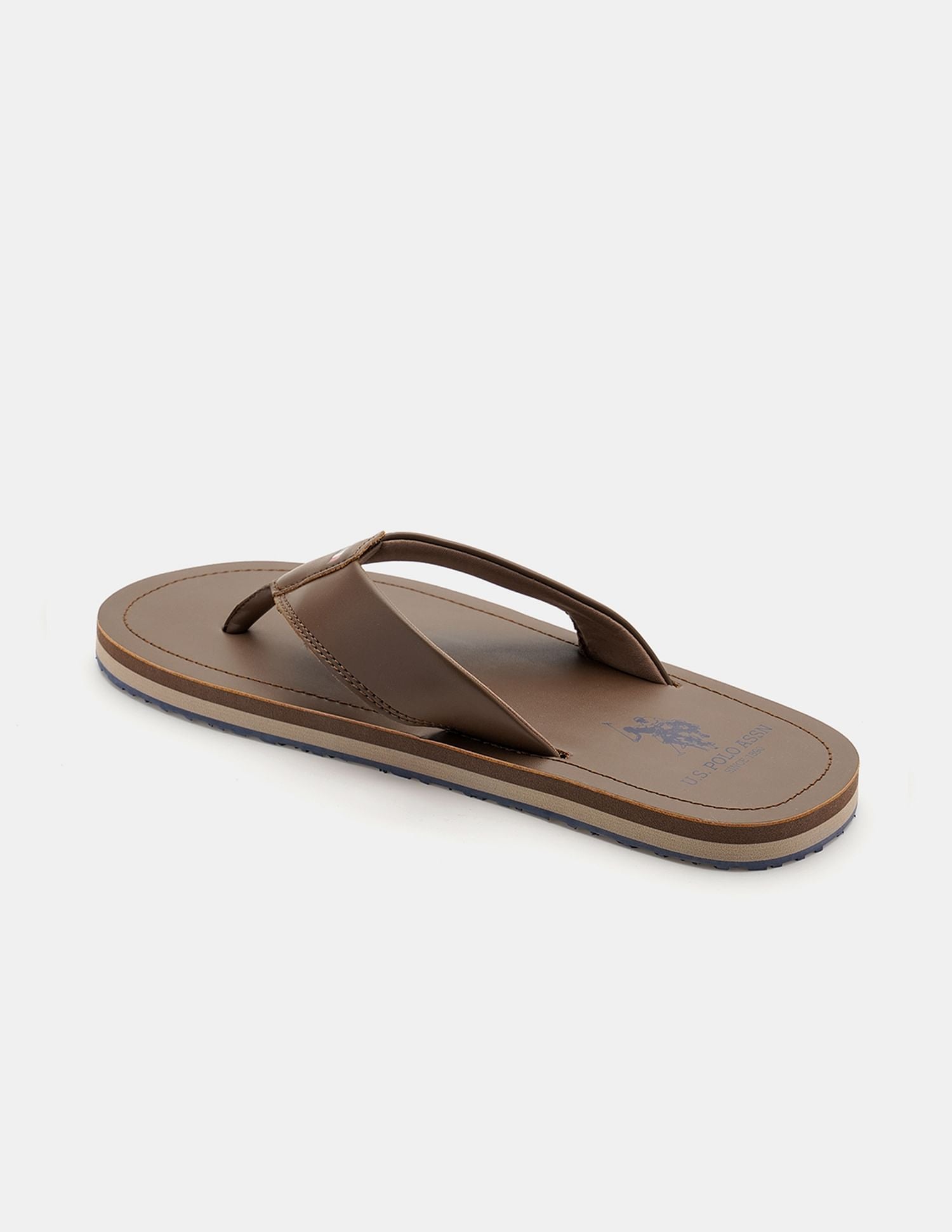 Men Nesta Striped Flip Flops Brown - U.S. POLO ASSN. | Large