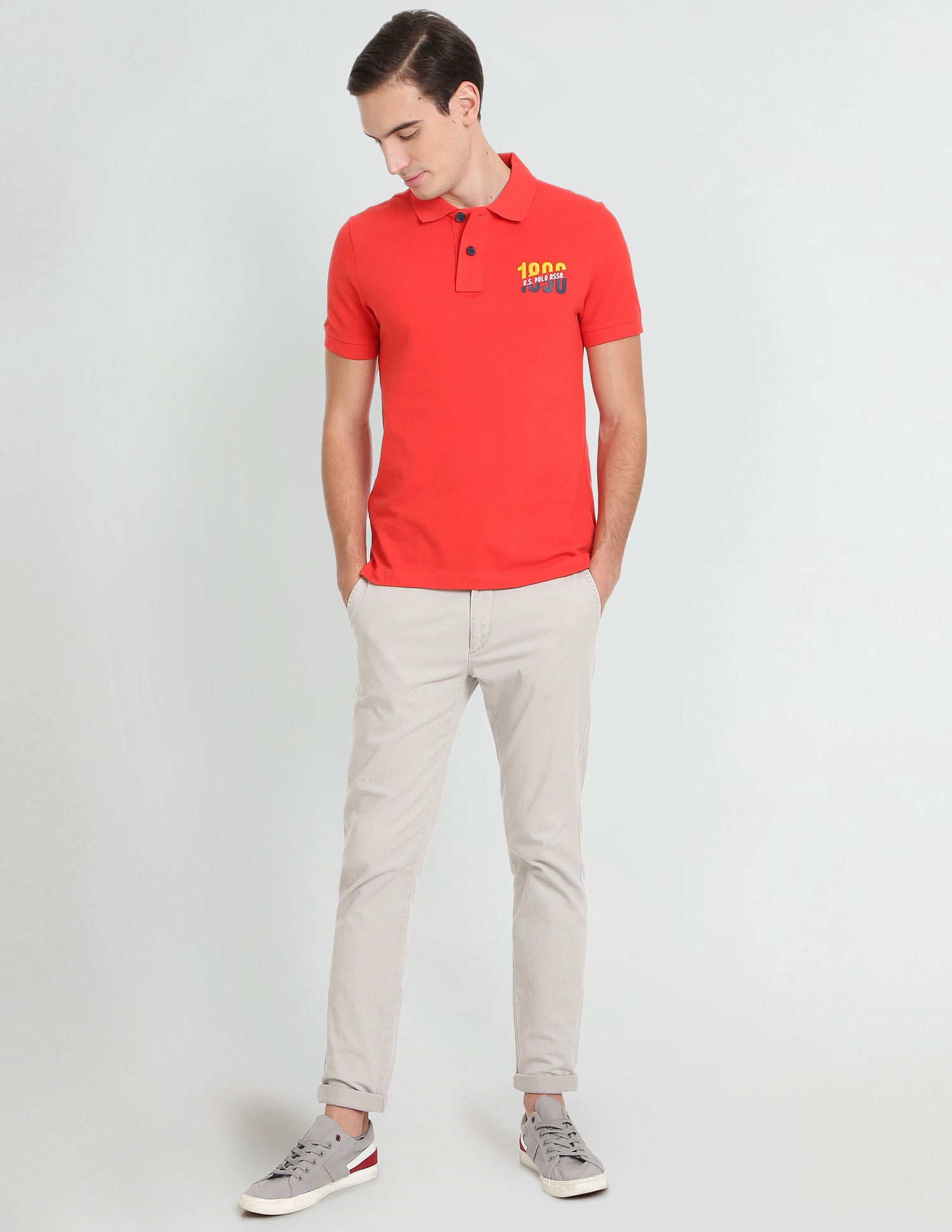 Solid Cotton Pique Polo Shirt Red - U.S. POLO ASSN. | Large