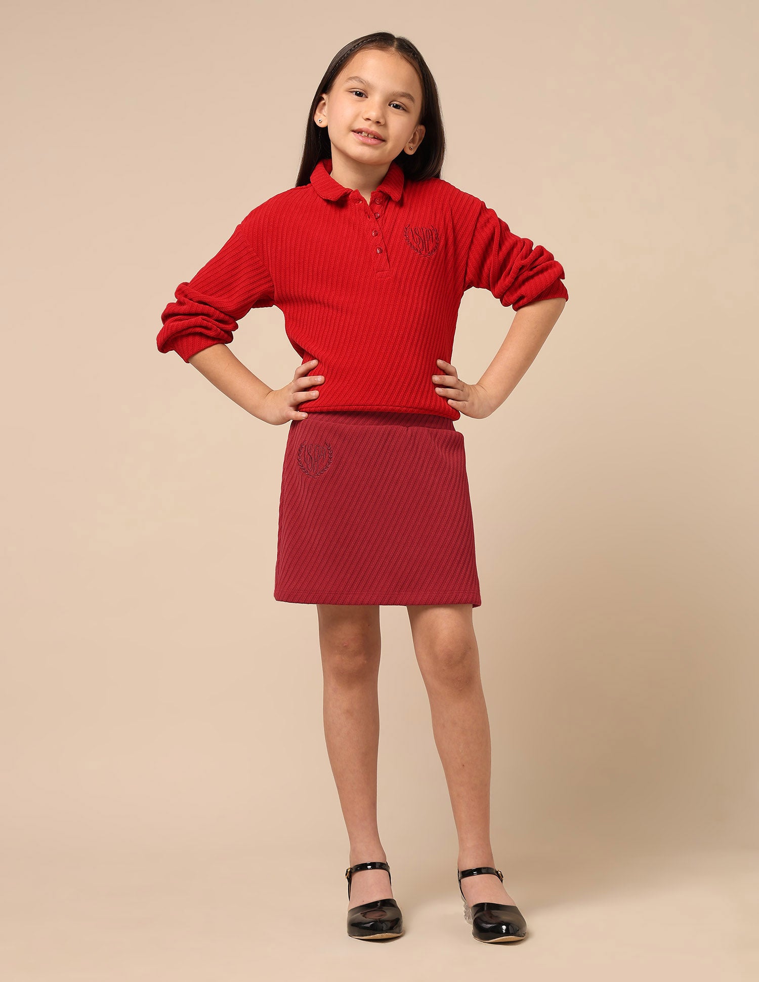 Girls Textured Straight Skirt Red - U.S. POLO ASSN. | Large