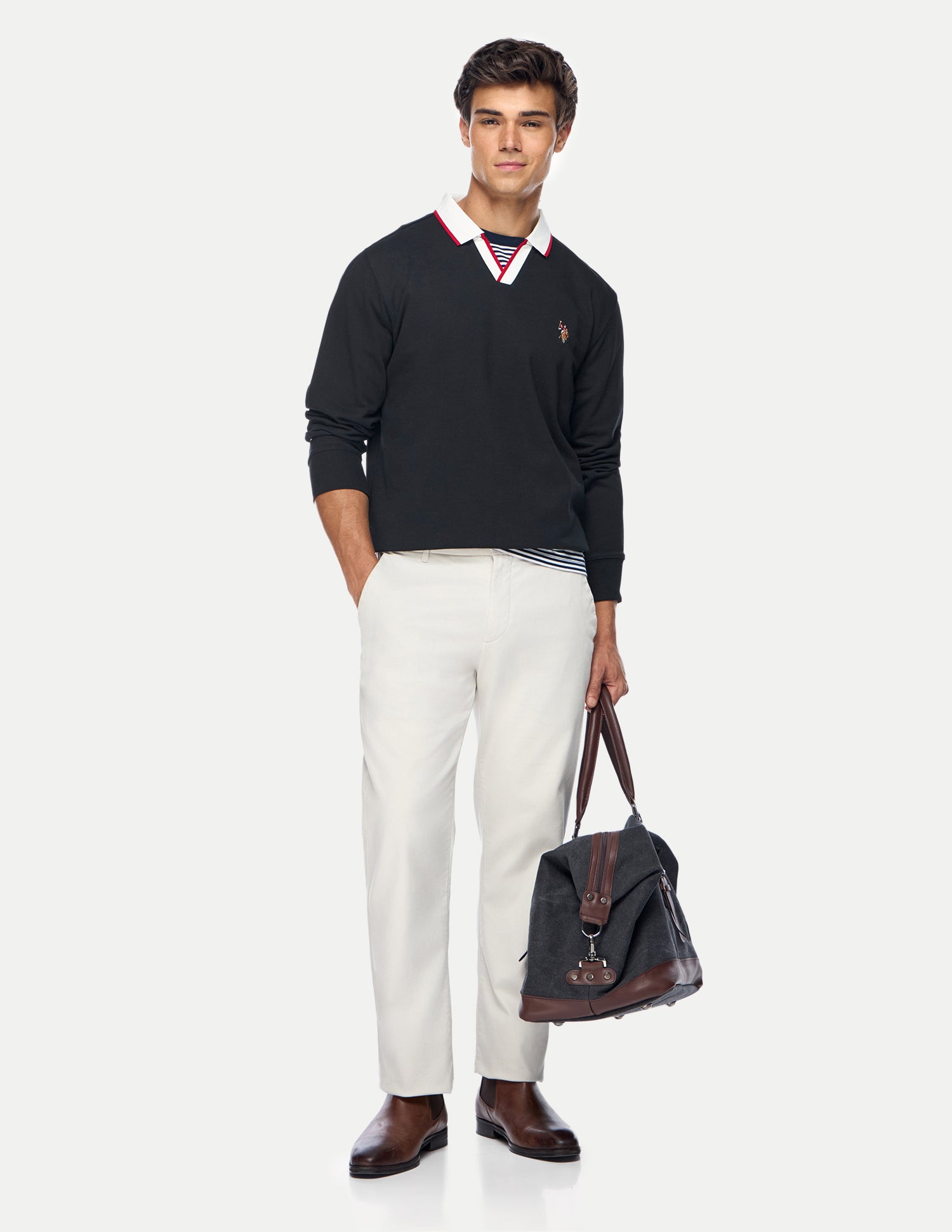 Solid Relaxed Fit Sweatshirt Black - U.S. Polo Assn. India | Large