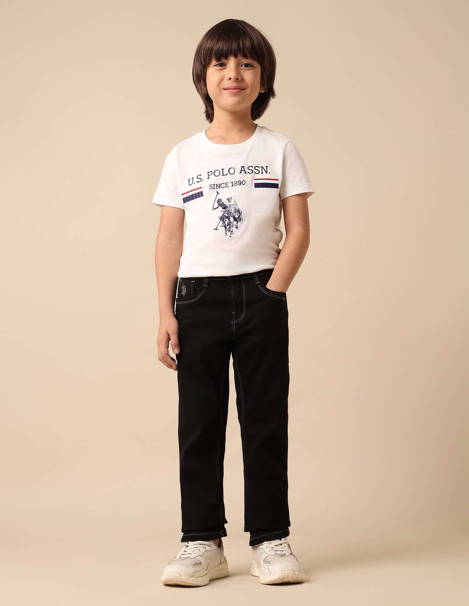 Boys Mid Rise Relaxed Fit Jeans Black - U.S. POLO ASSN. | Large