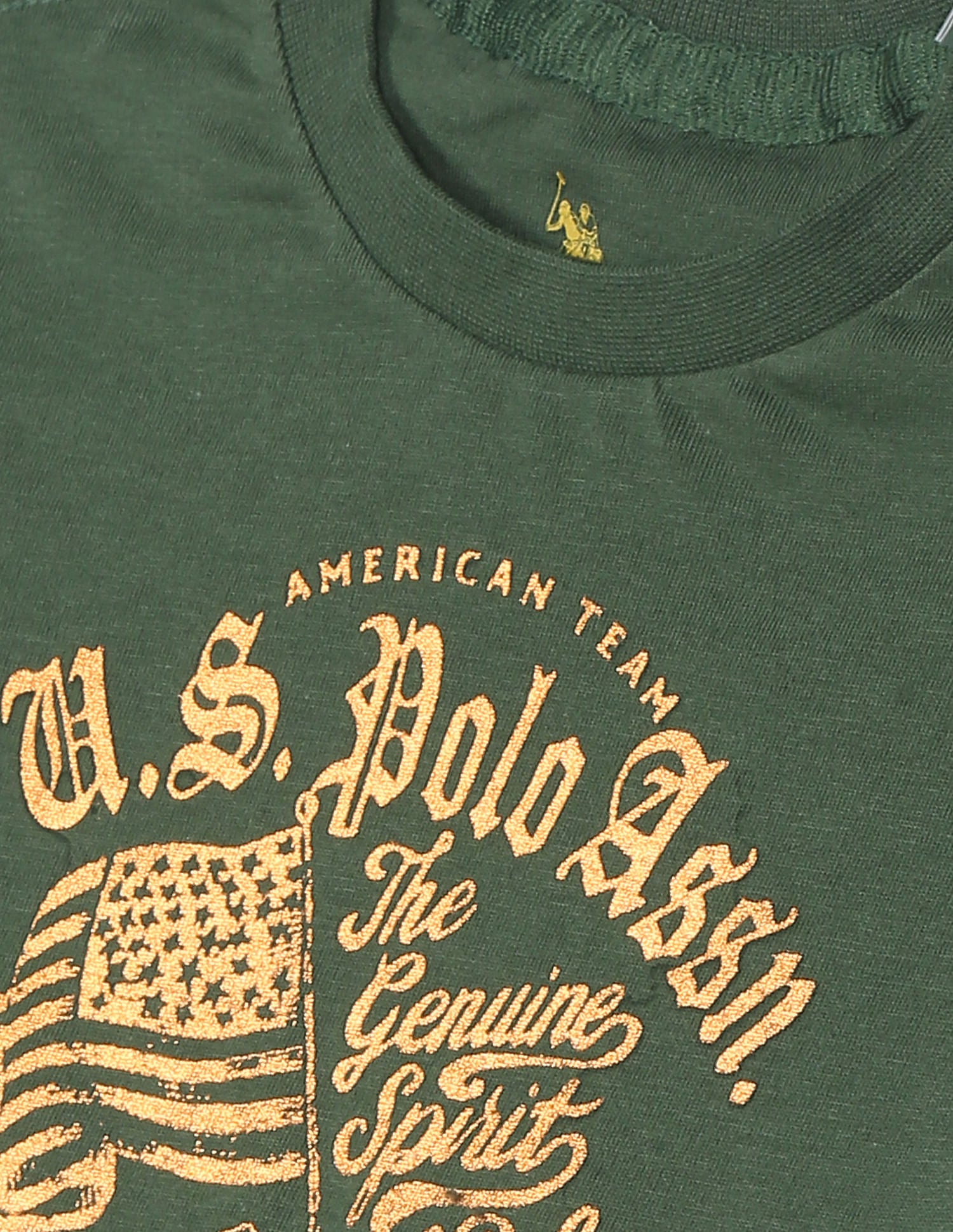 Crew Neck Brand Print T-Shirt Olive - U.S. POLO ASSN. | Large