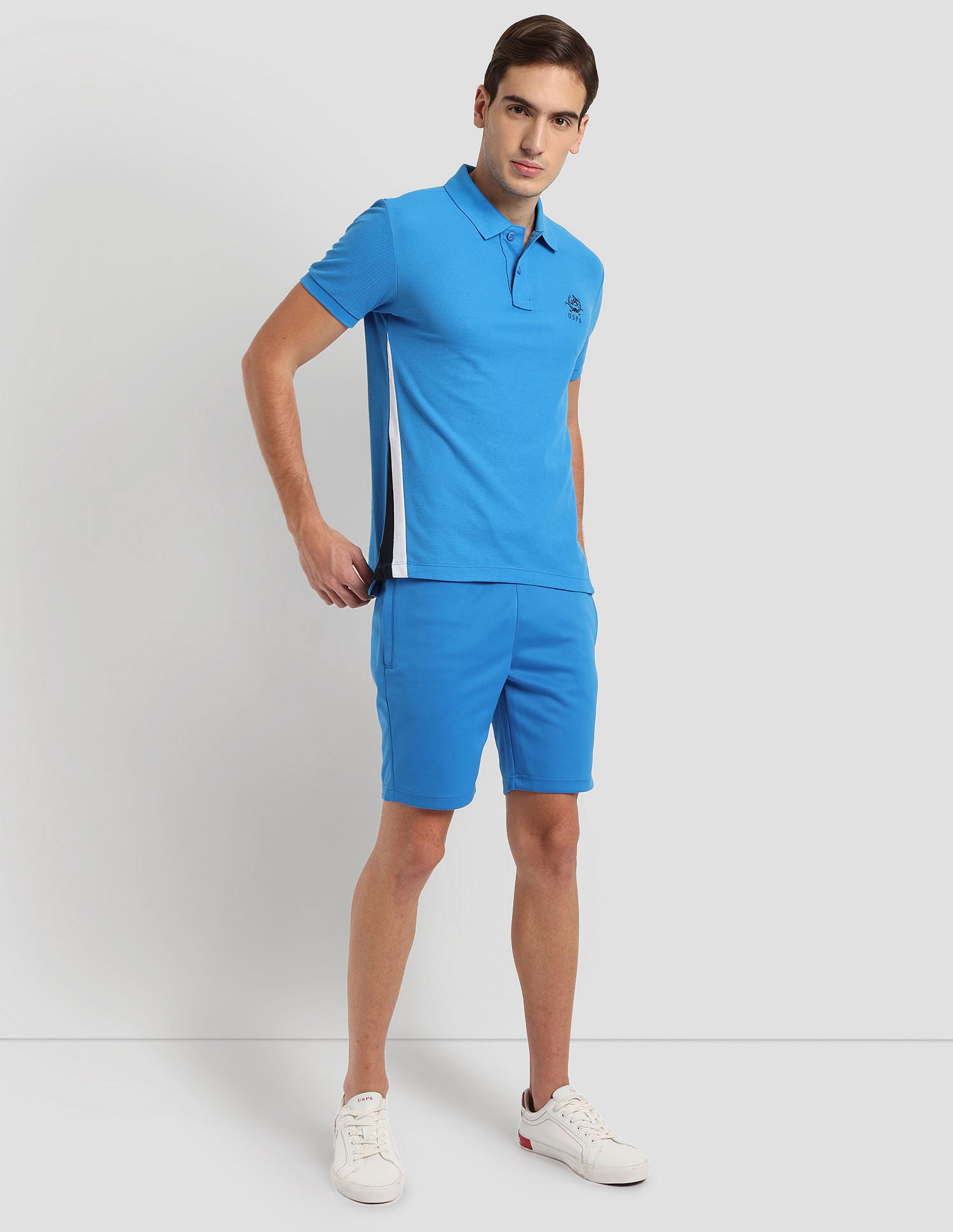Panelled Athleisure Polo Shirt Blue - U.S. Polo Assn. India | Large