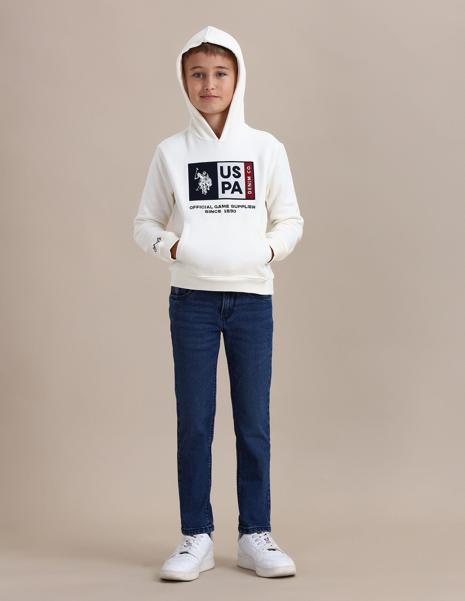 Brand Printed Regular Fit Sweatshirt Ivory - U.S. POLO ASSN. | Large