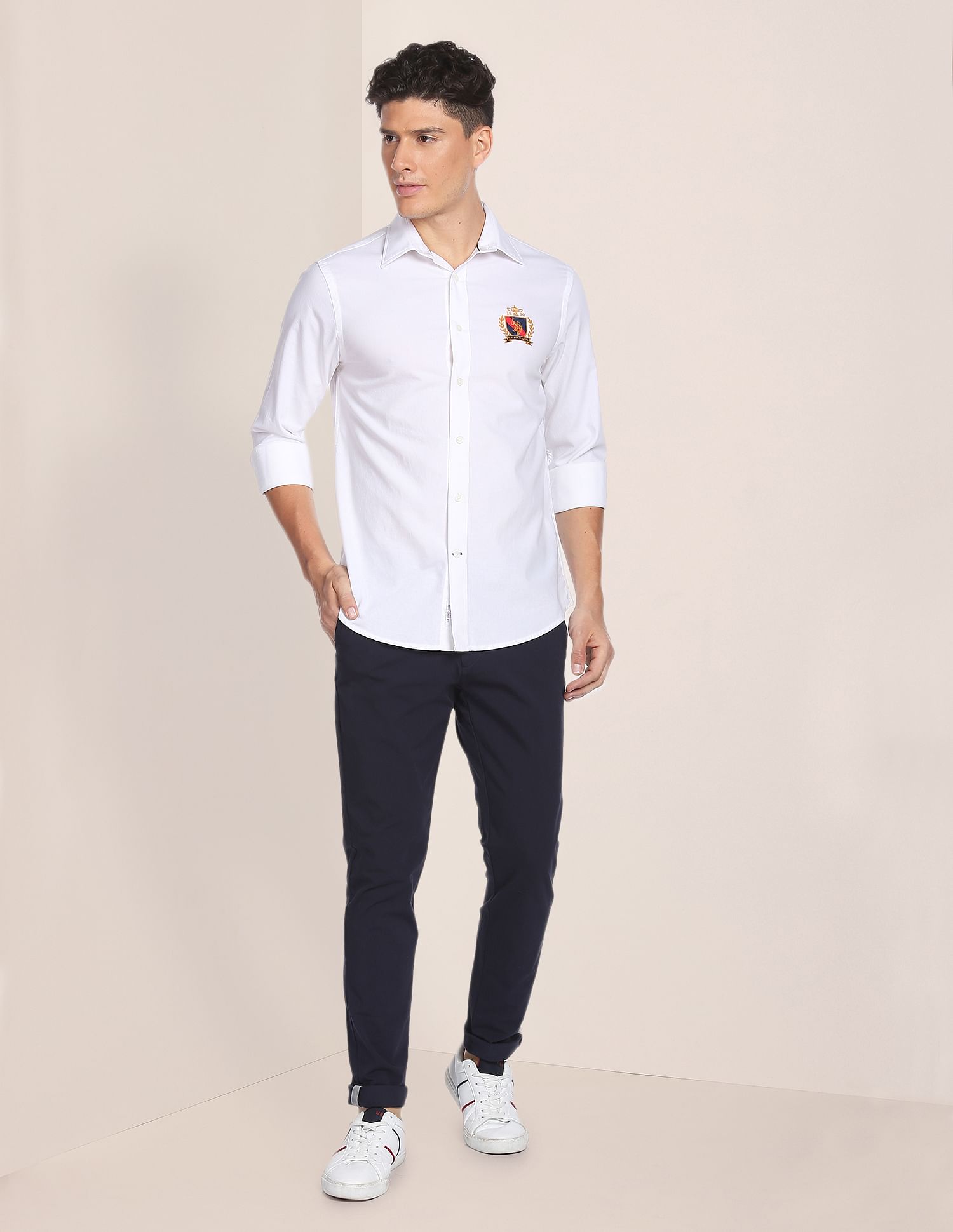 Cotton Oxford Solid Shirt White - U.S. Polo Assn. India | Large