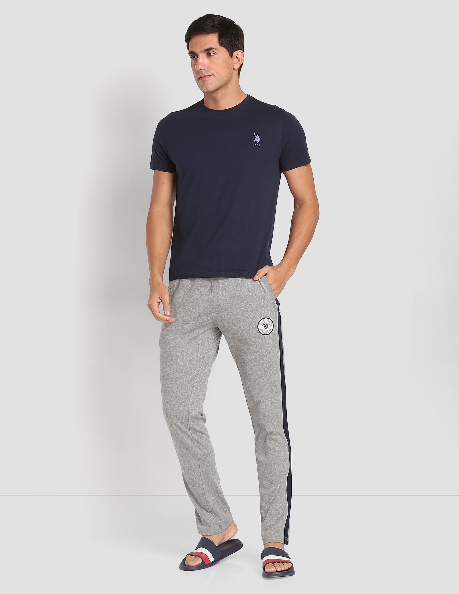 Comfort Fit Cotton Polyester I669 Lounge Track Pants - Pack Of 1 Grey - U.S. POLO ASSN. | Large