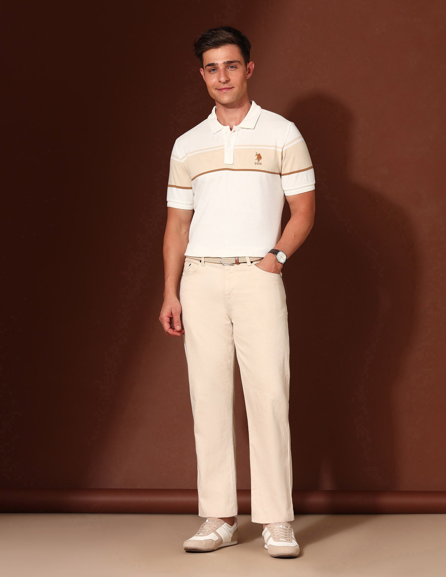 Colourblocked Working Holiday Polo Shirt Off White - U.S. Polo Assn. India | Large