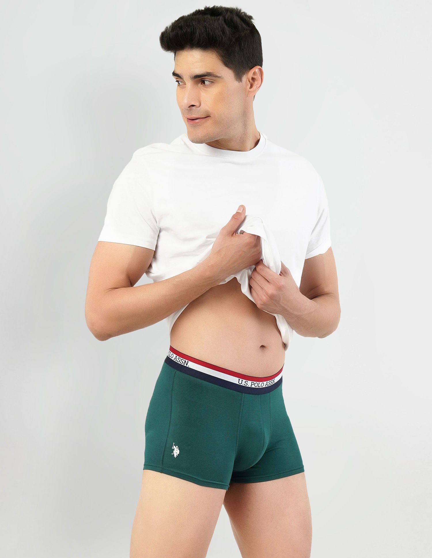 Solid Antibacterial ET002 Trunks - Pack Of 2 Navy and Green - U.S. POLO ASSN. | Large