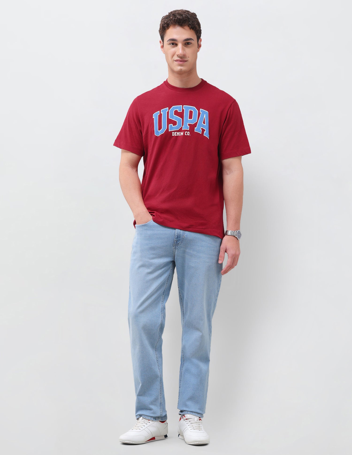 Brand Printed Relaxed Fit T-Shirt Red - U.S. Polo Assn. India | Large