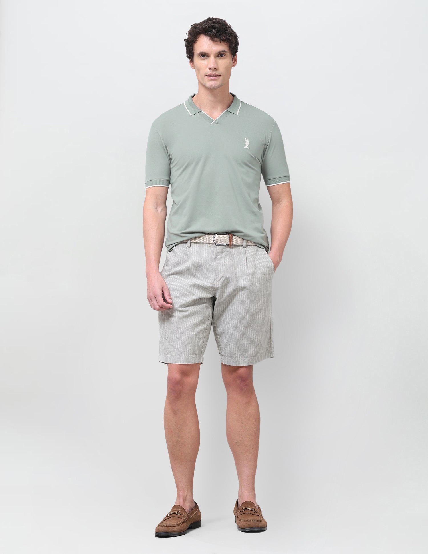 Solid Slim Fit Polo Shirt Light Green - U.S. Polo Assn. India | Large