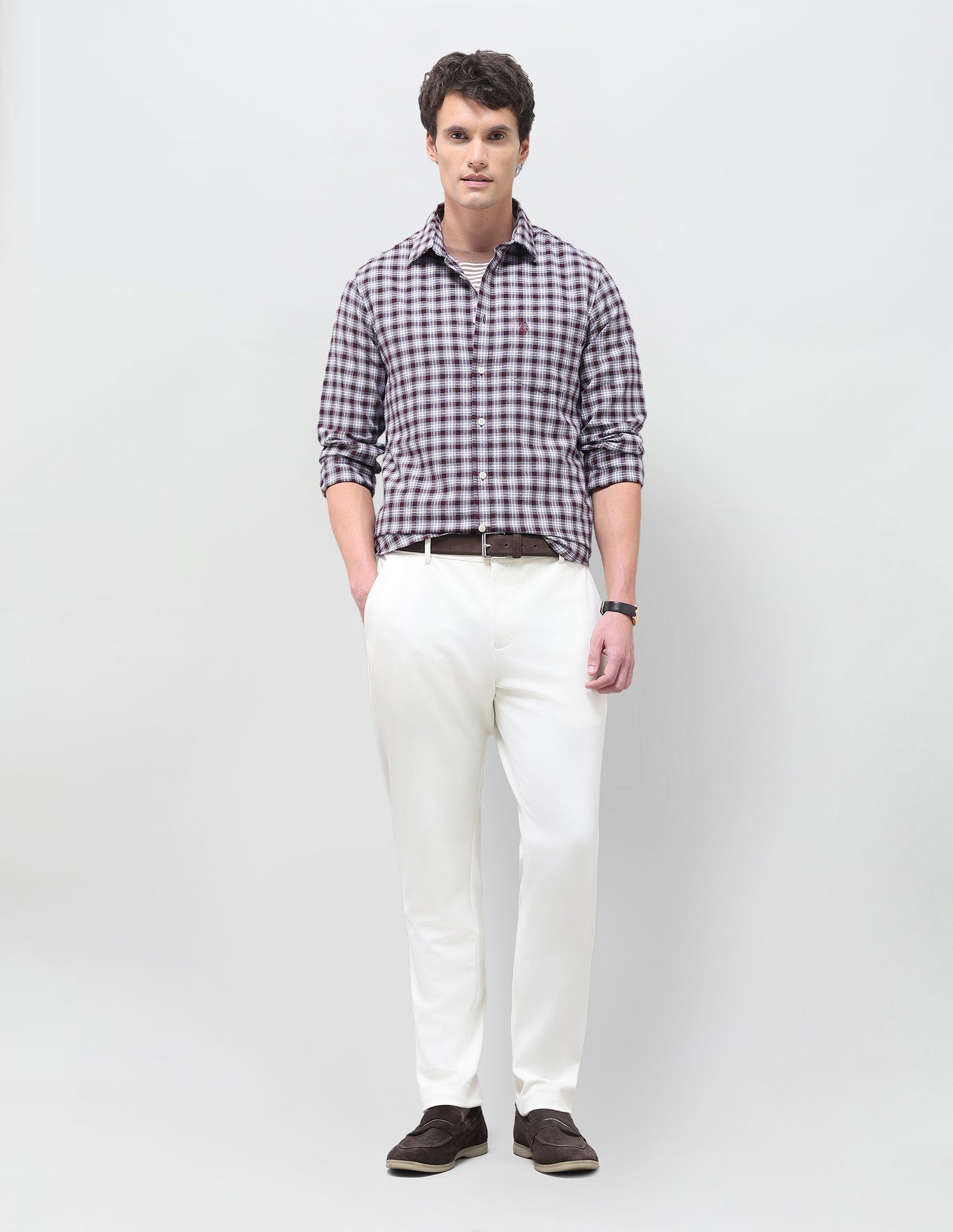 Oxford Tartan Checked Shirt Maroon - U.S. Polo Assn. India | Large