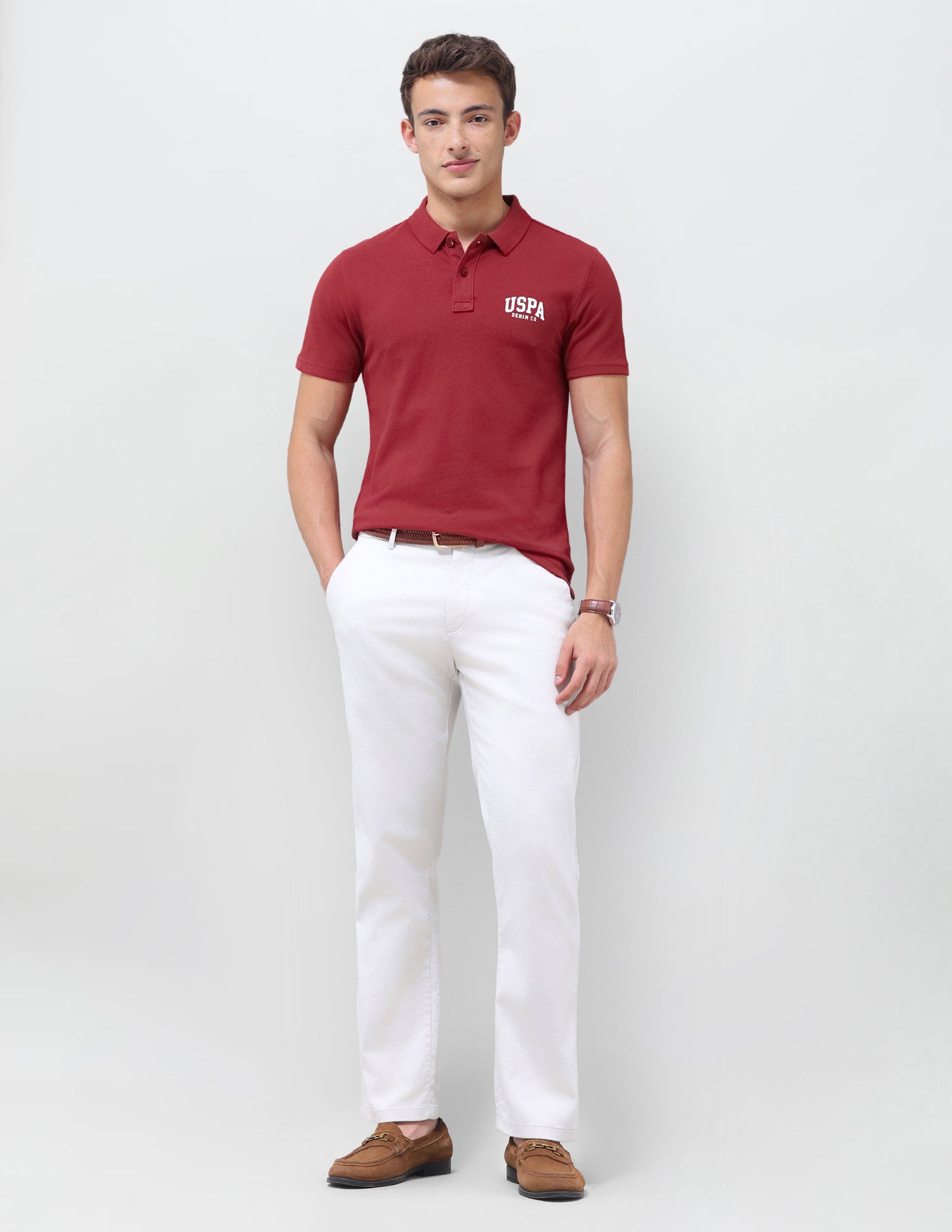Solid Slim Fit Polo Shirt Red - U.S. Polo Assn. India | Large