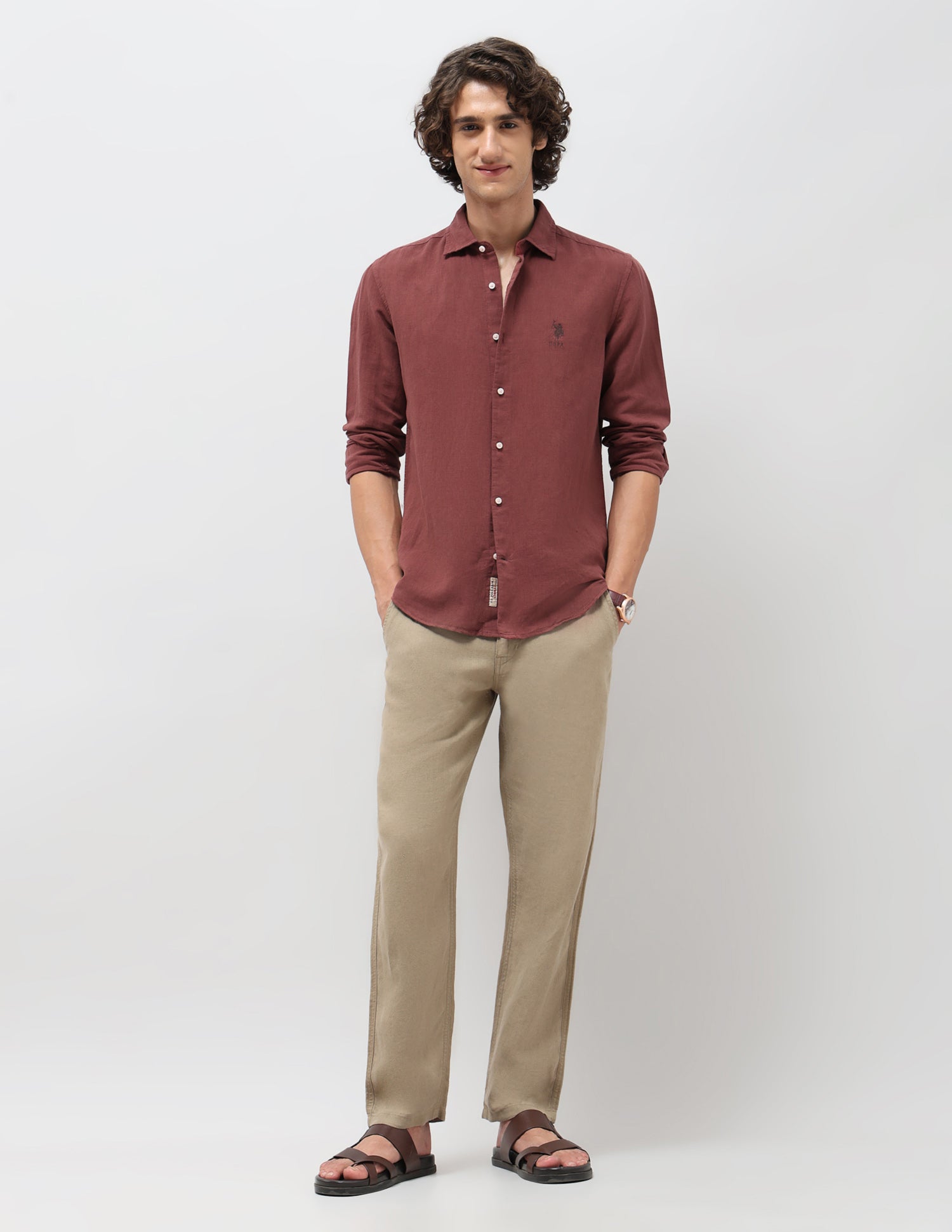 Solid Regular Fit Shirt Rust - U.S. Polo Assn. India | Large
