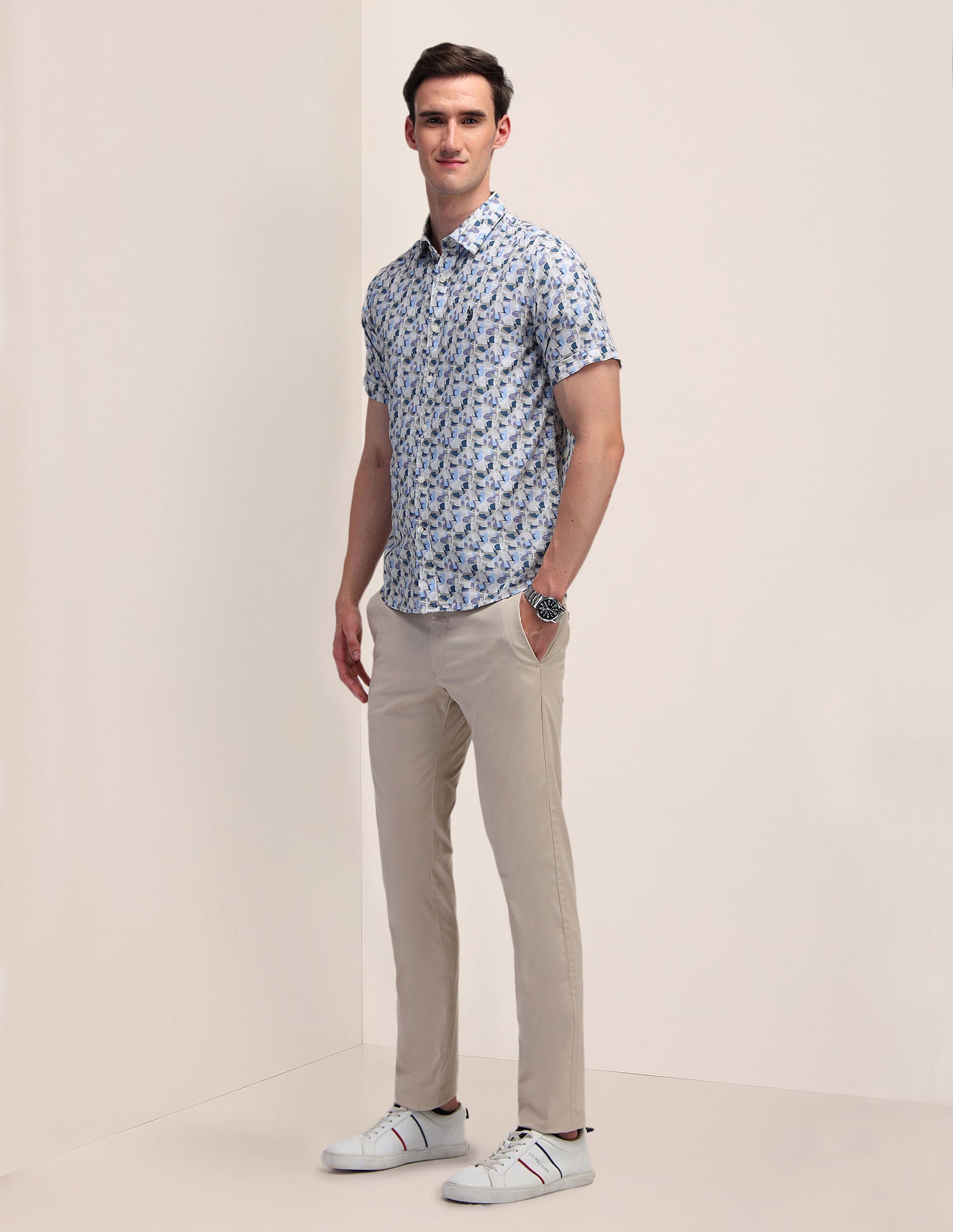 Dobby Weave Regular Fit Shirt Blue - U.S. Polo Assn. India | Large