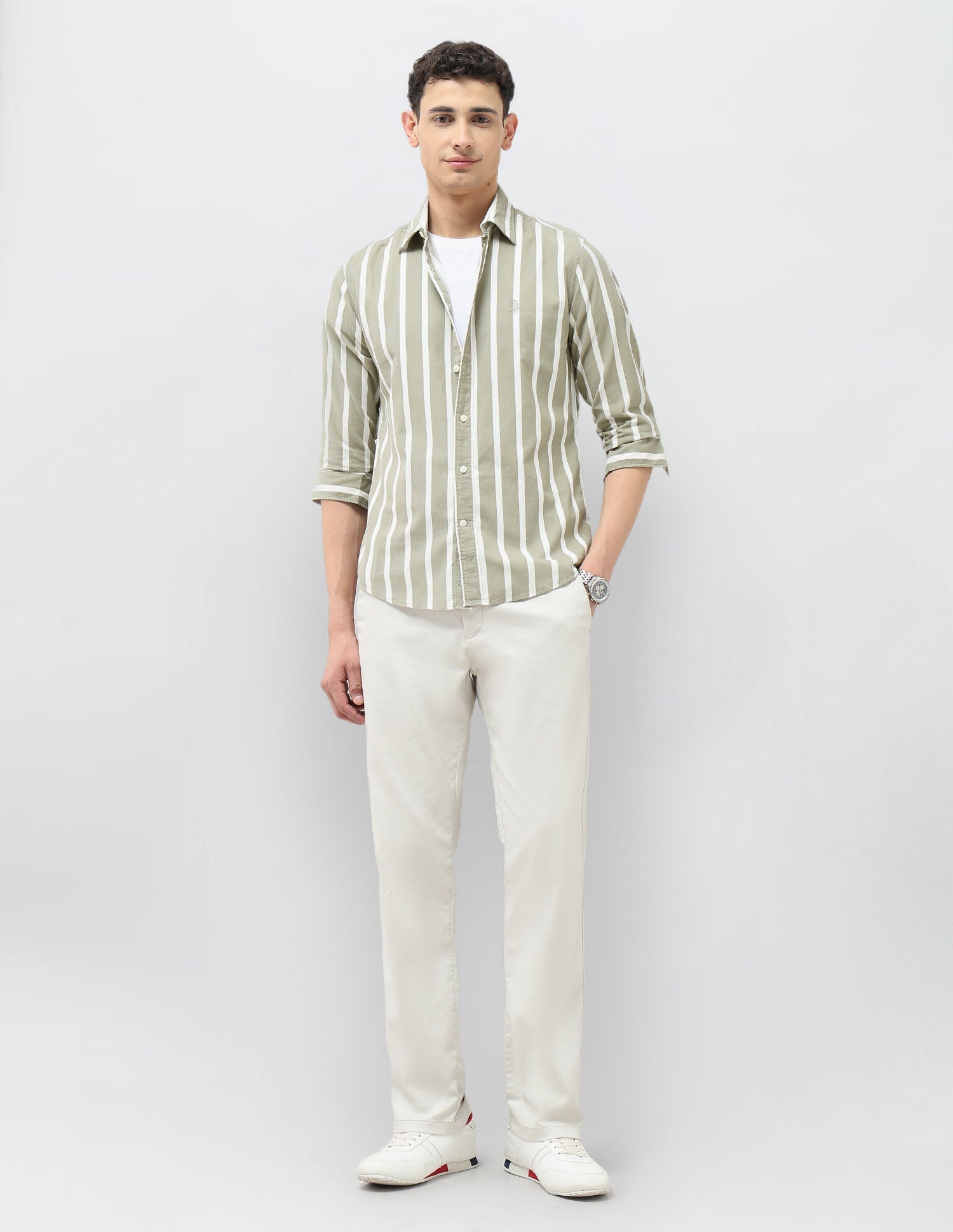 Corduroy Tailored Fit Shirt Green - U.S. POLO ASSN. | Large