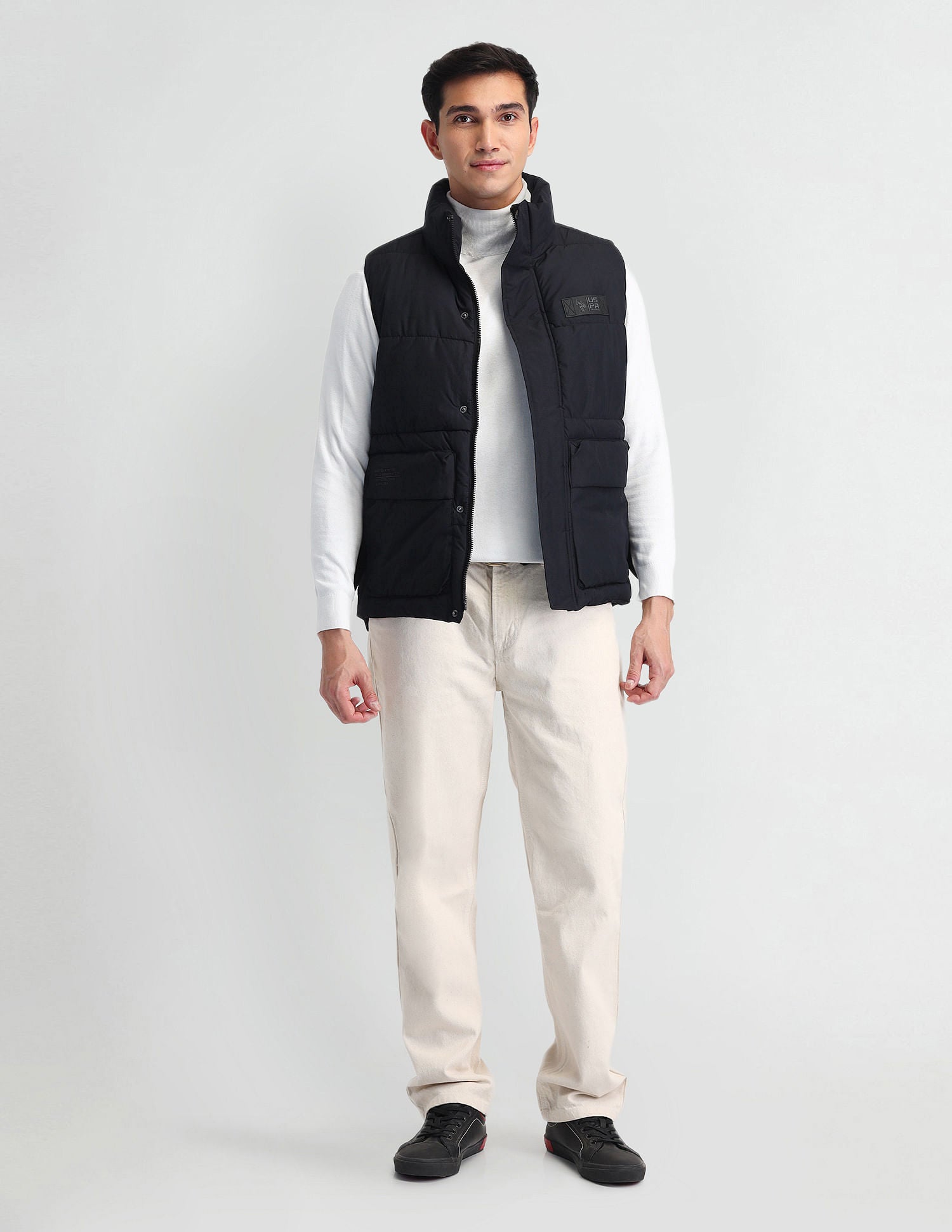 Regular Fit Solid Padded Jacket Navy - U.S. POLO ASSN. | Large