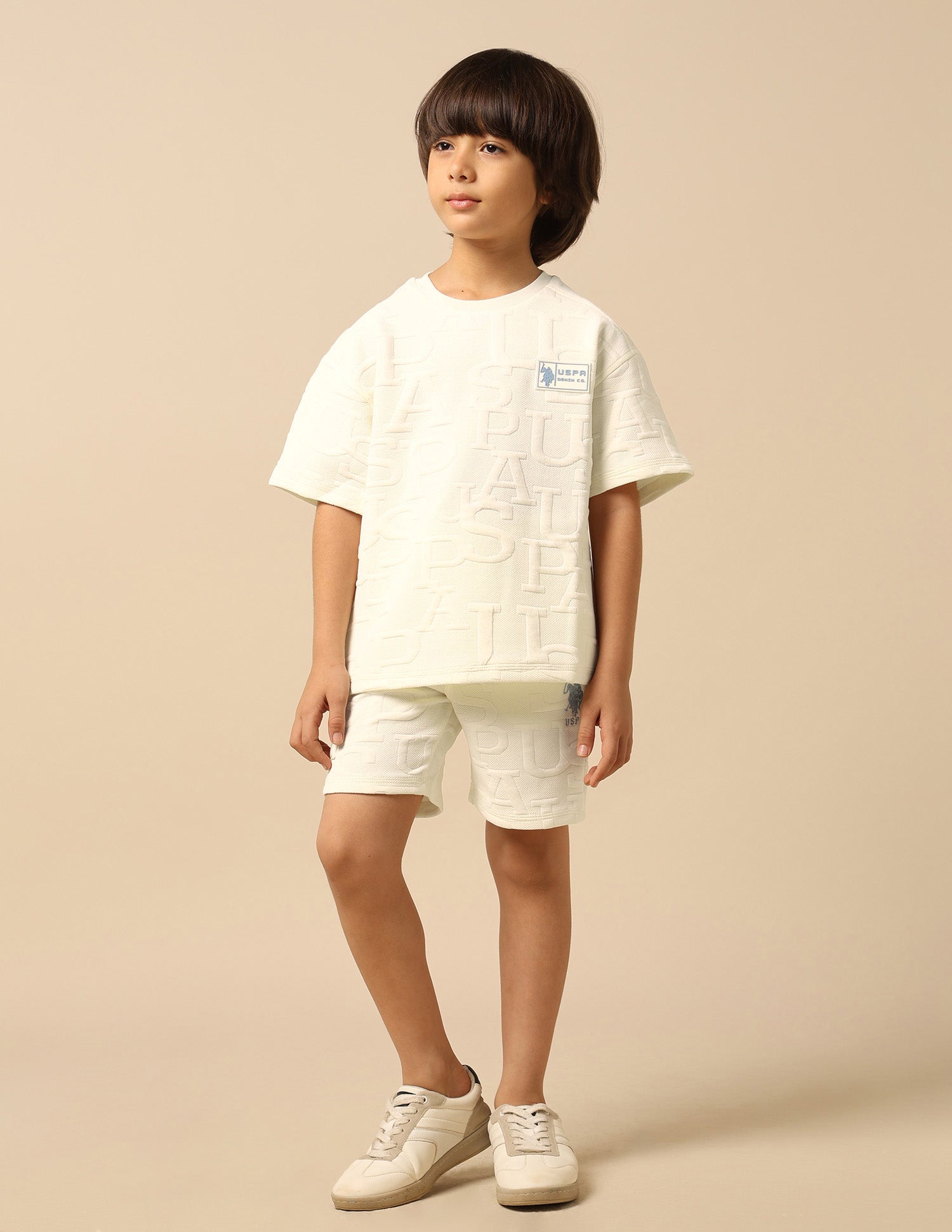 Boys Brand Embossed Boxy Fit T-Shirt White - U.S. POLO ASSN. | Large