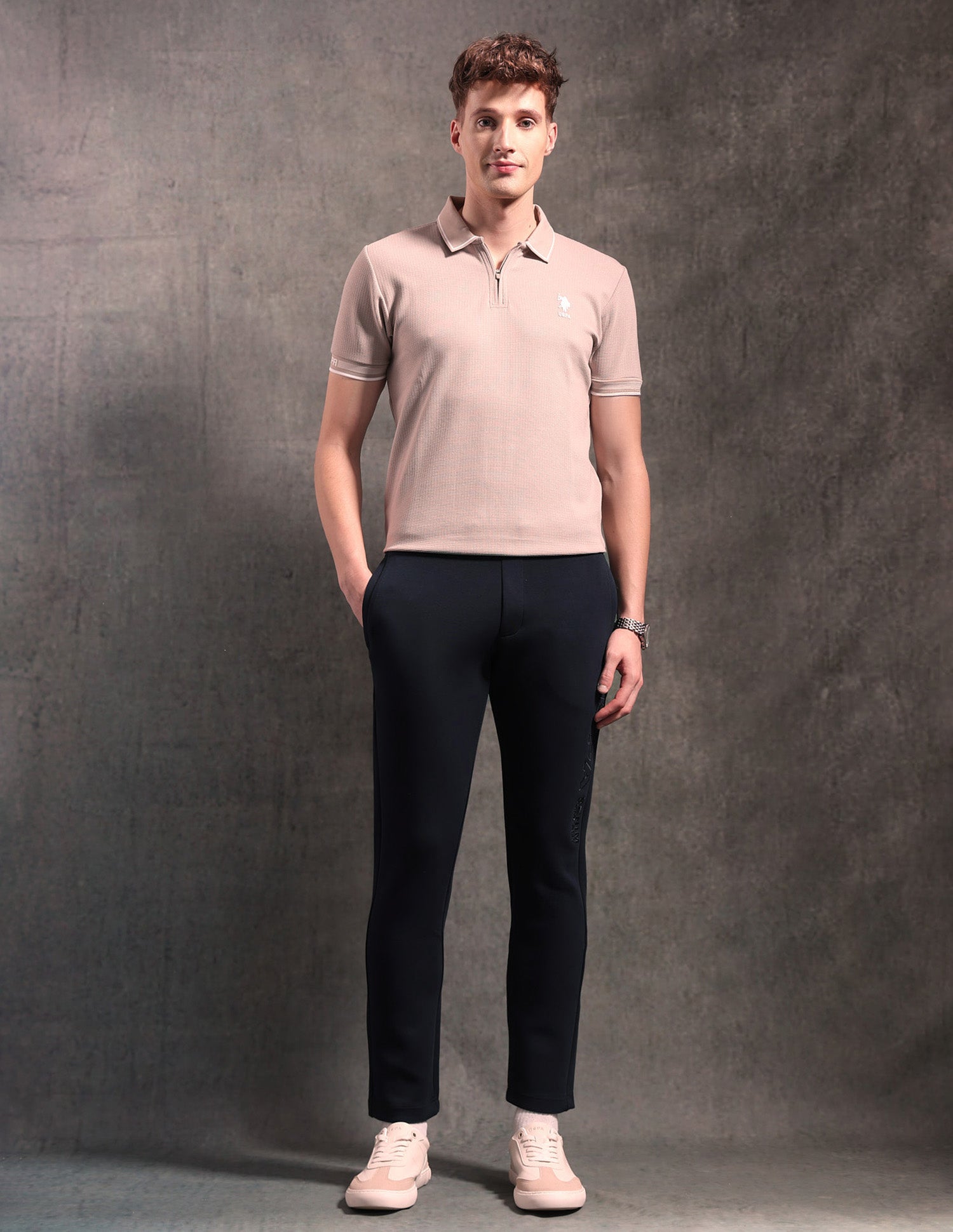 Mid Rise Black & Gold Track Pants Navy - U.S. POLO ASSN. | Large