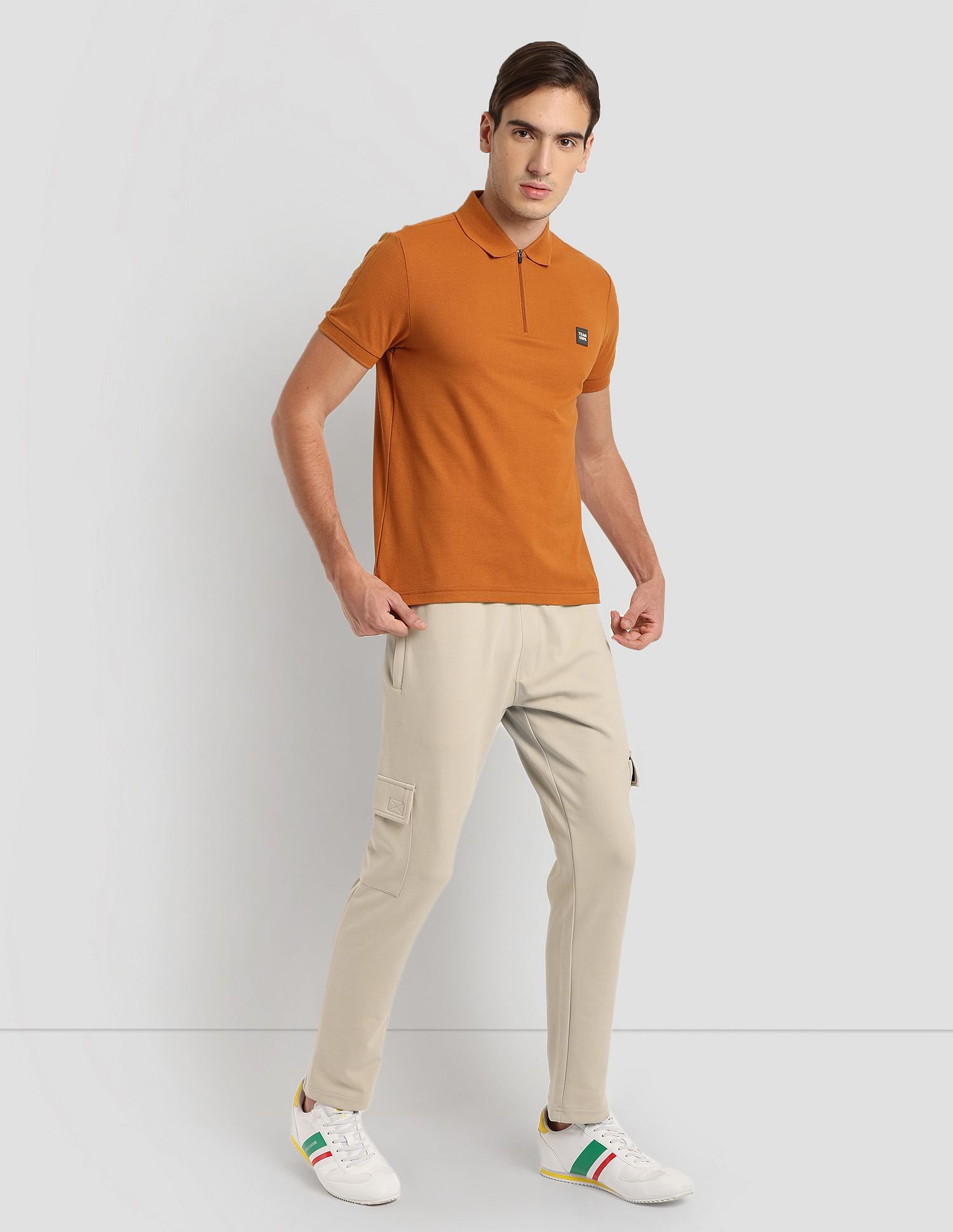 Silicone Brand Tape Athleisure Polo Shirt Ochre - U.S. POLO ASSN. | Large