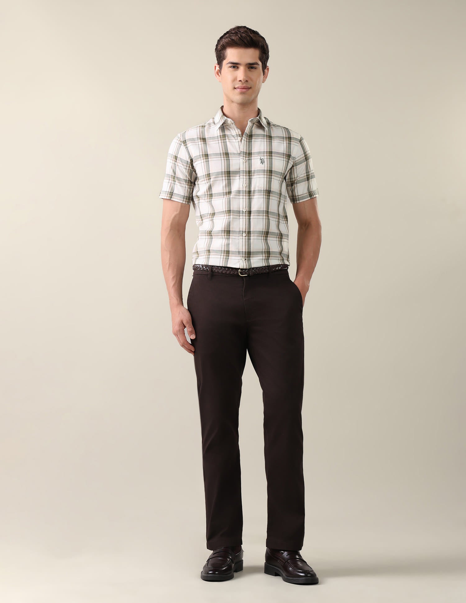 Twill Grid Tattersall Checked Shirt Green - U.S. Polo Assn. India | Large
