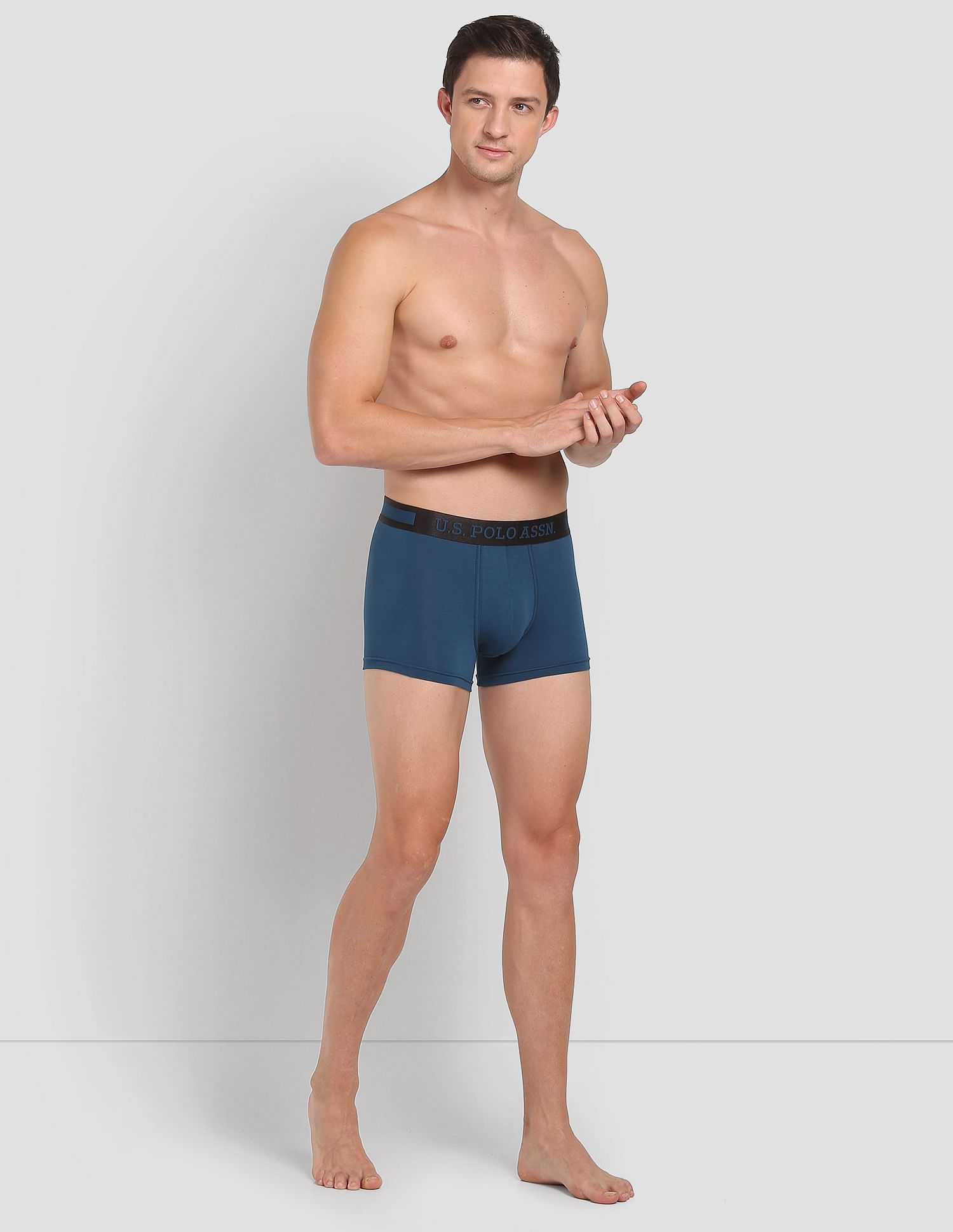 Mid Rise Solid PT001 Premium Trunks - Pack Of 1 Blue Opal - U.S. POLO ASSN. | Large