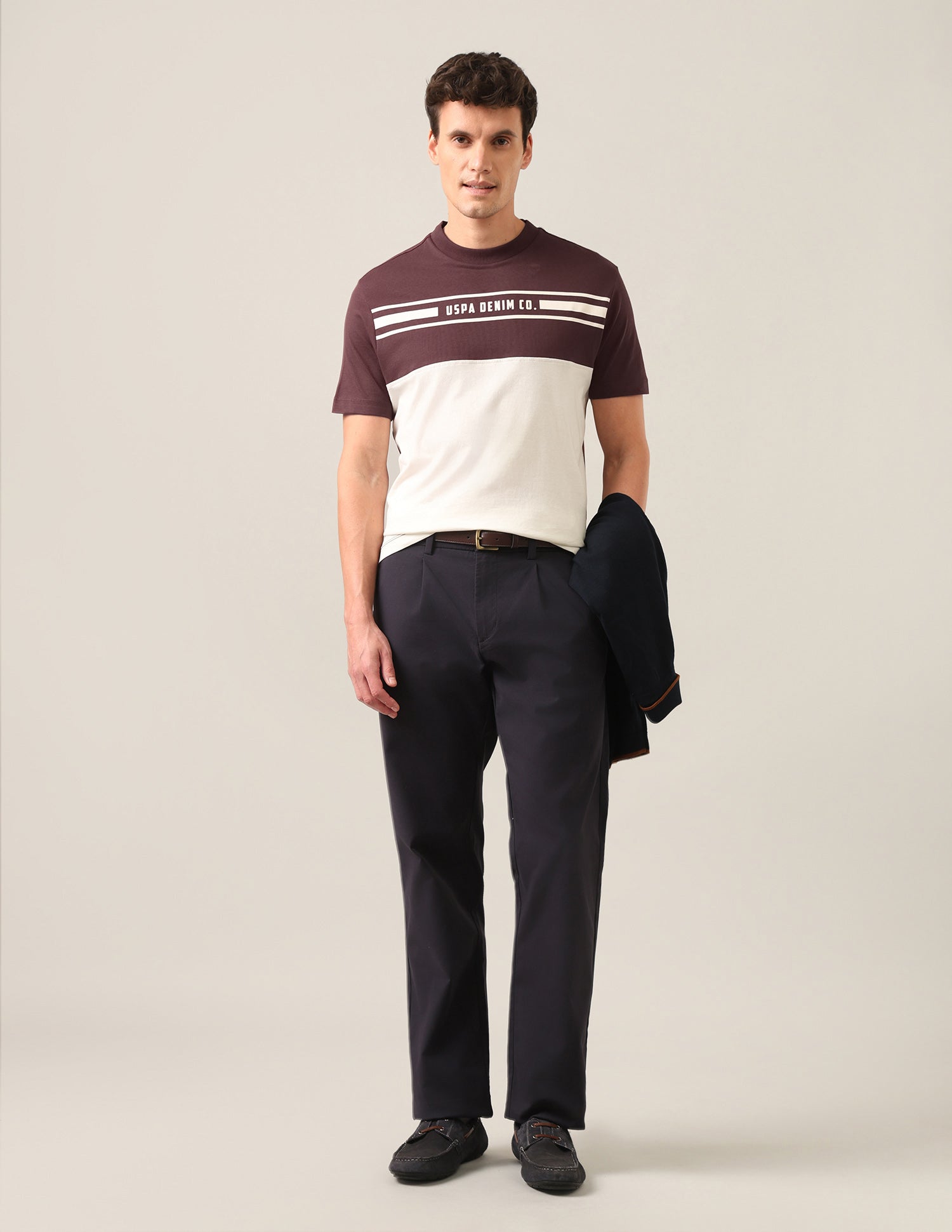 Colourblocked Regular Fit T-Shirt Maroon - U.S. Polo Assn. India | Large