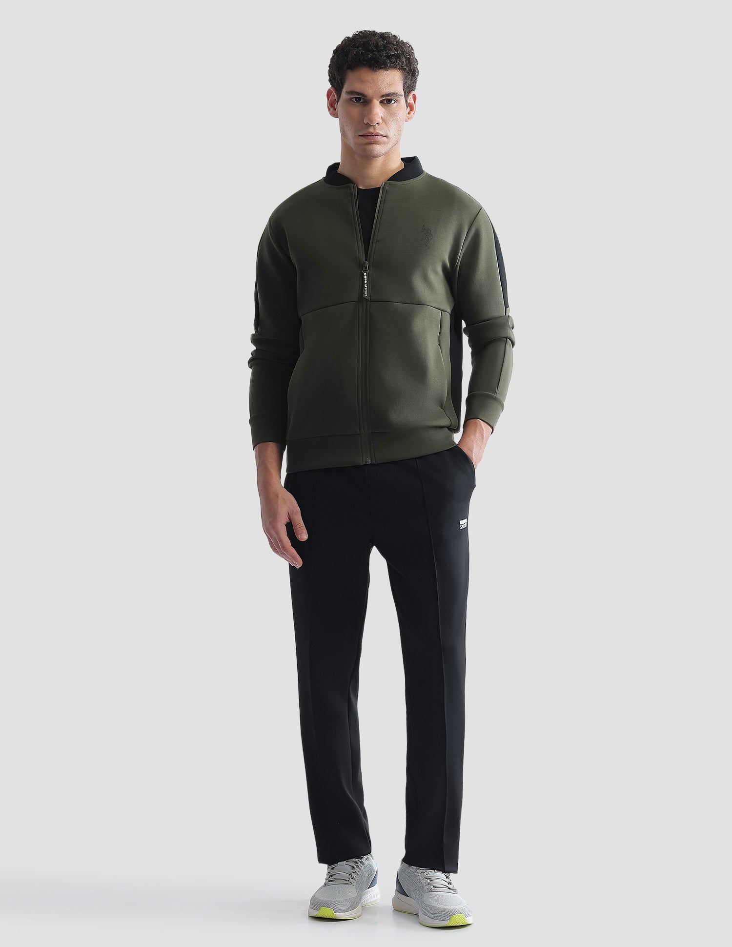 Slim Fit Zipper Active Sweatshirt Olive - U.S. Polo Assn. India | Large