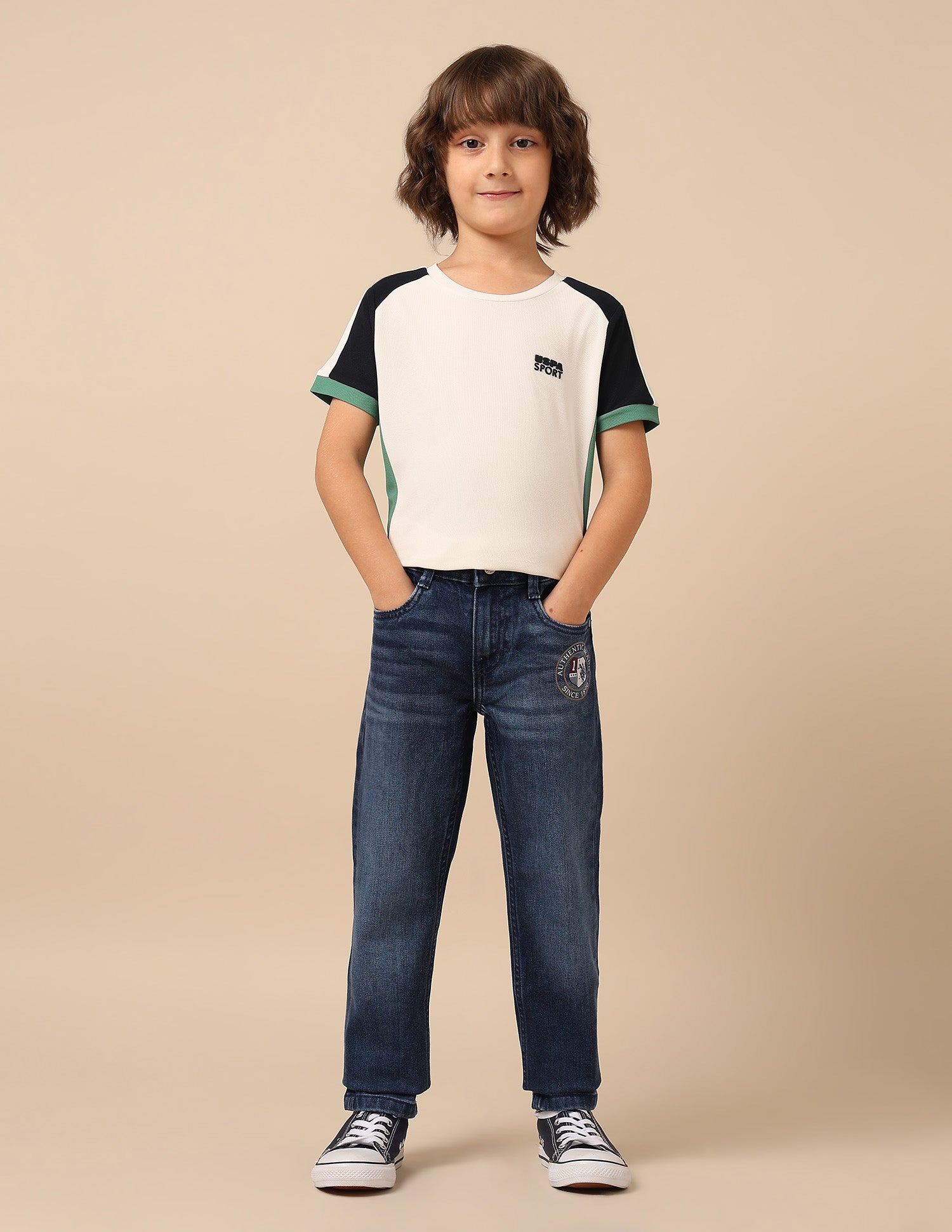 Boys Slim Fit Whiskered Jeans Blue - U.S. POLO ASSN. | Large