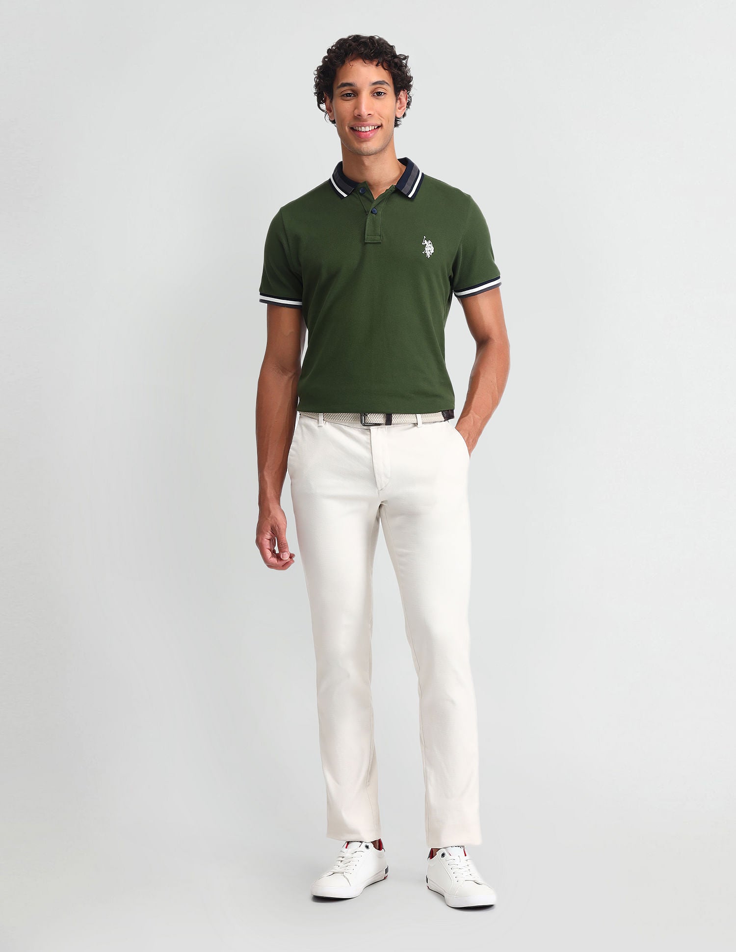 Outdoor Muscle Fit Solid Polo Shirt Dark Green - U.S. POLO ASSN. | Large