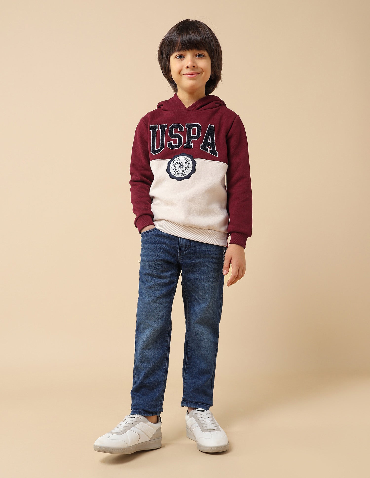 Boys Brand Appliqued Regular Fit Sweatshirt Maroon - U.S. POLO ASSN. | Large