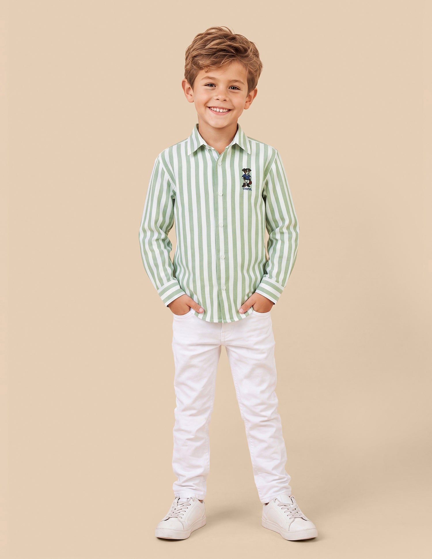 Vertical Striped Oxford Shirt Green - U.S. Polo Assn. India | Large