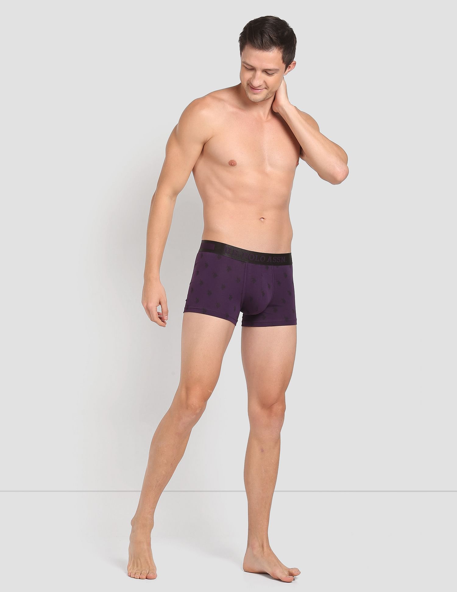 Mid Rise Brand Print PT002 Premium Trunks - Pack Of 1 Black Berry - U.S. POLO ASSN. | Large