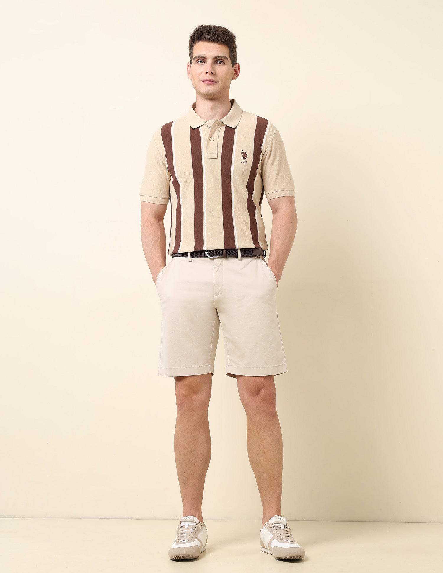 Vertical Striped Classic Polo Shirt Beige - U.S. Polo Assn. India | Large