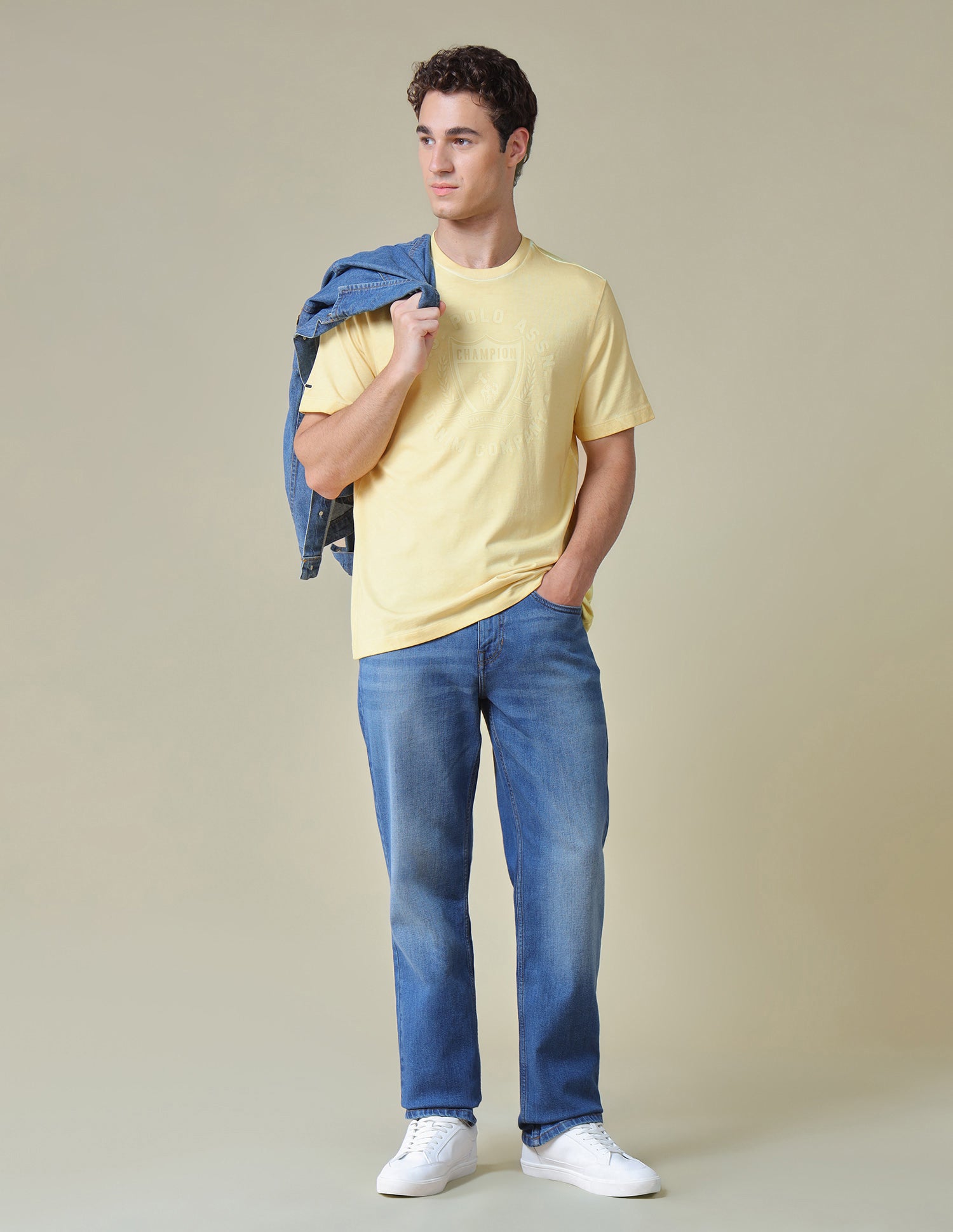 Graphic Brand Printed Relaxed Fit T-Shirt Light Yellow - U.S. Polo Assn. India | Large