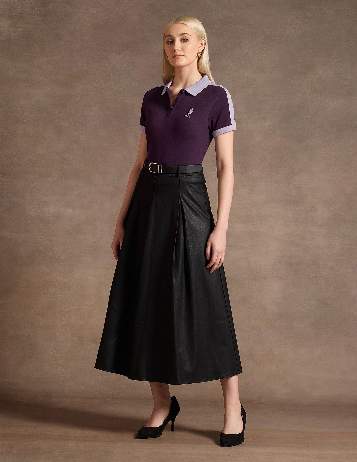 Cotton Colour Blocked Polo Shirt Purple - U.S. POLO ASSN. | Large