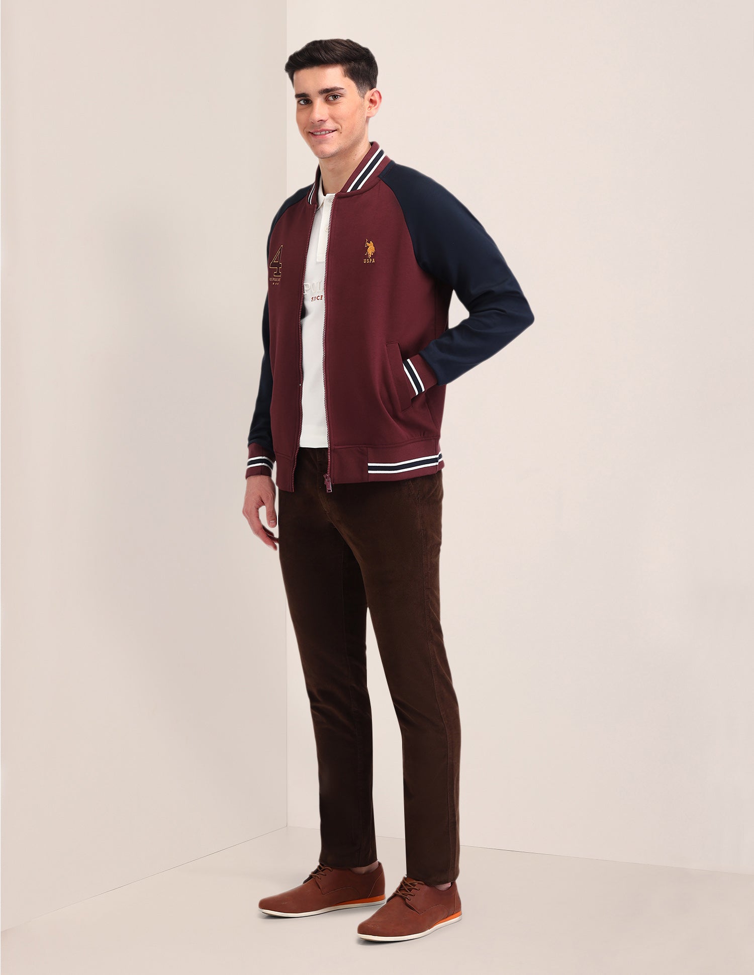 Colour Blocked Regular Fit Sweatshirt Maroon - U.S. POLO ASSN. | Large