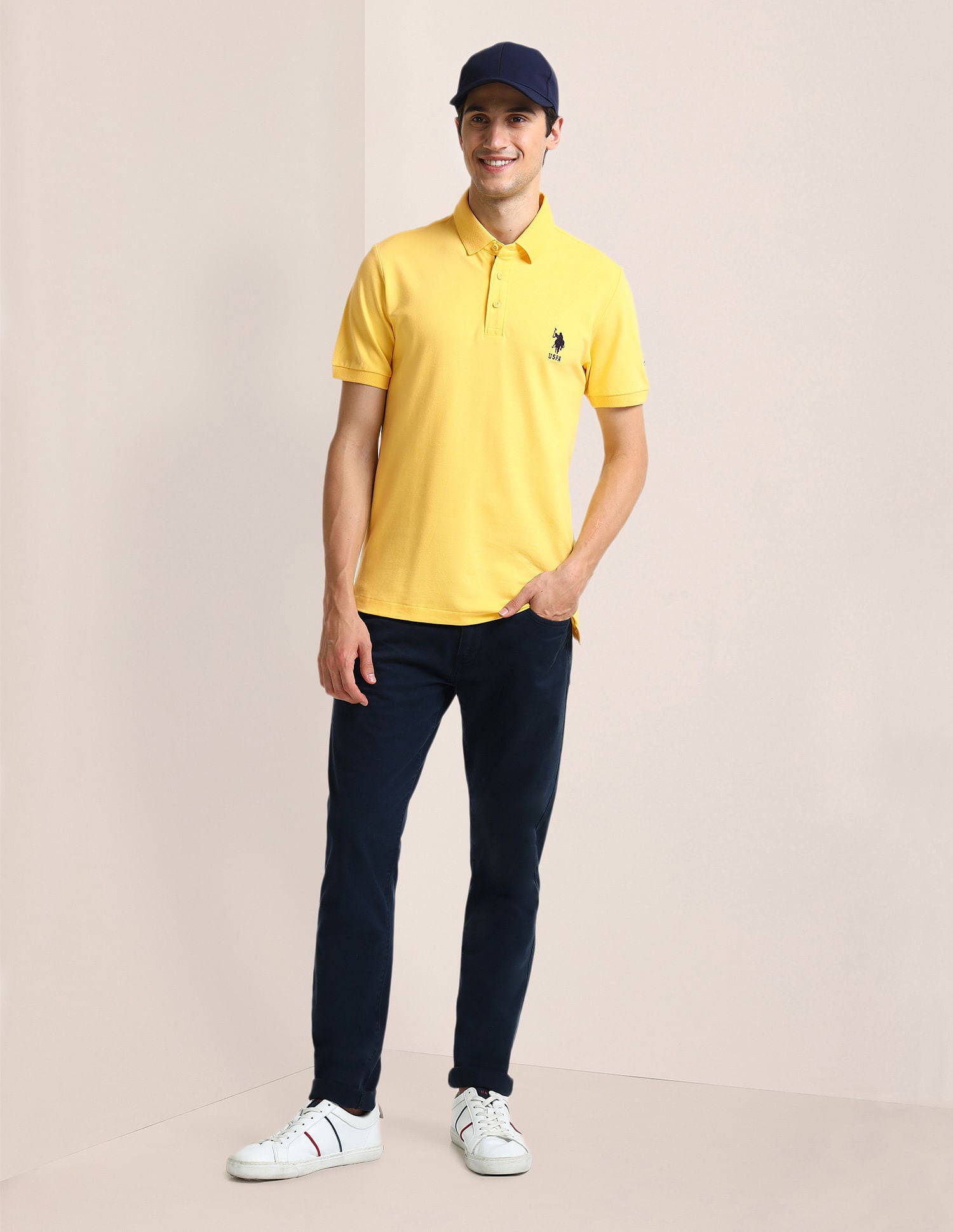Slim Fit Logo Polo Shirt Yellow - U.S. Polo Assn. India | Large