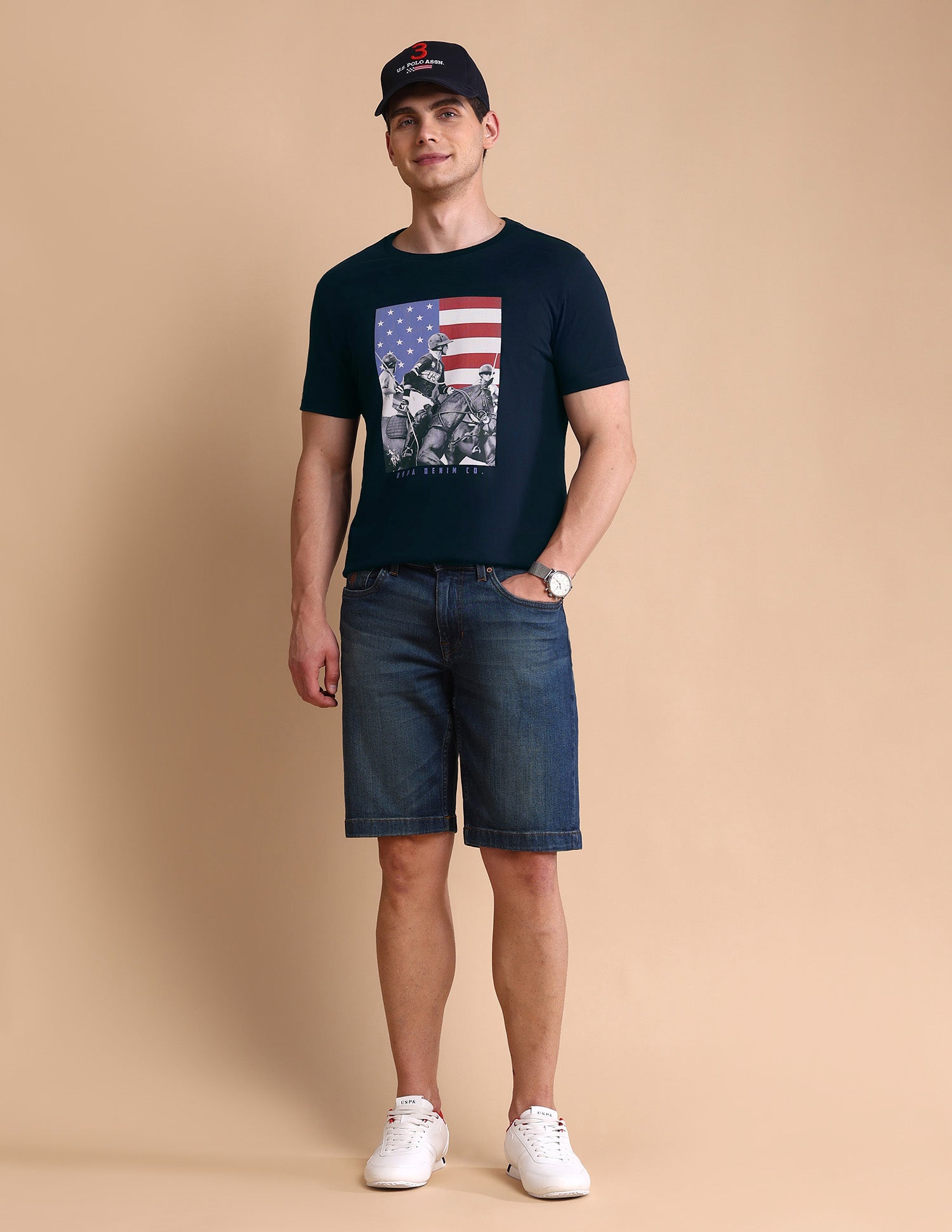 Graphic Printed Muscle Fit T-Shirt Navy - U.S. POLO ASSN. | Large