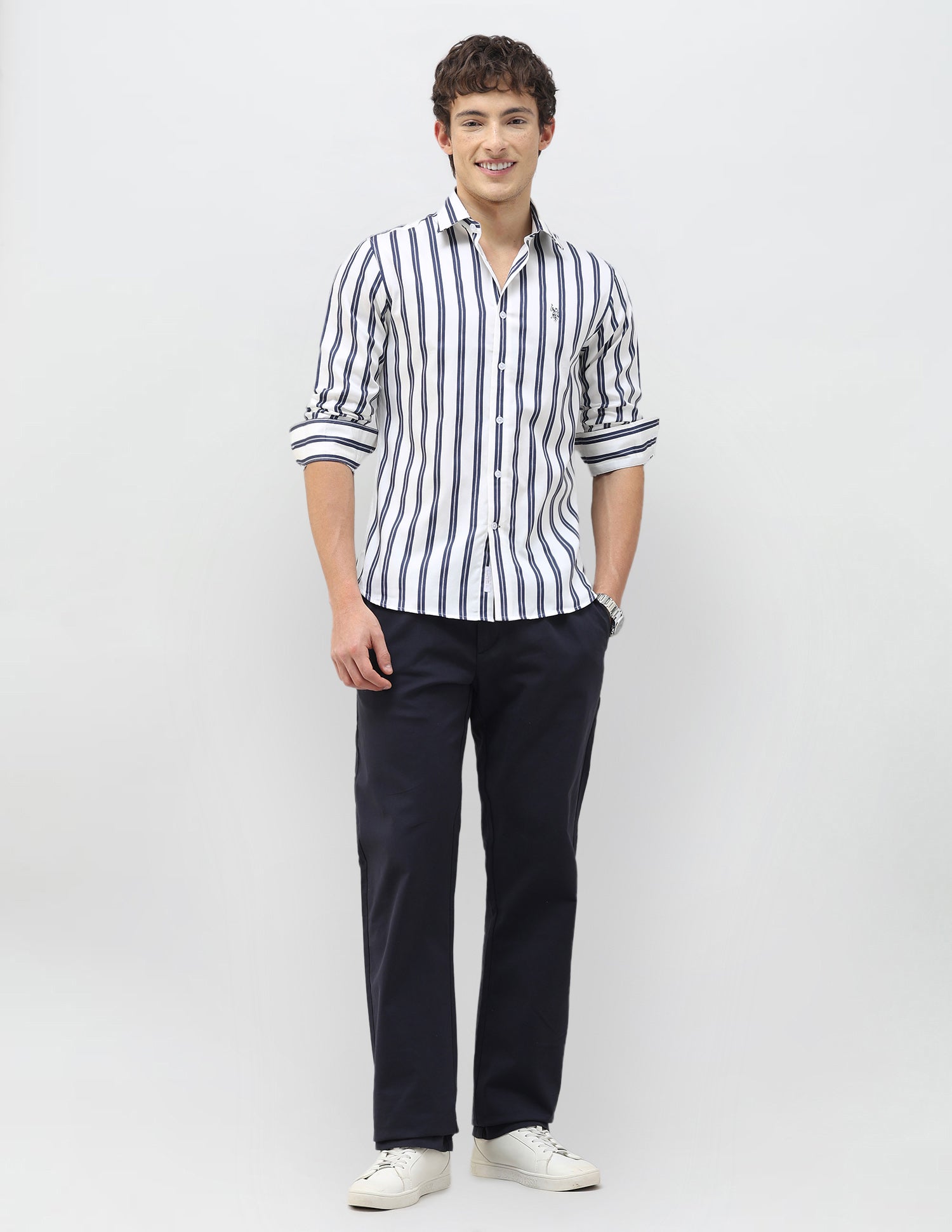 New Port Marina Vertical Striped Shirt Blue - U.S. Polo Assn. India | Large