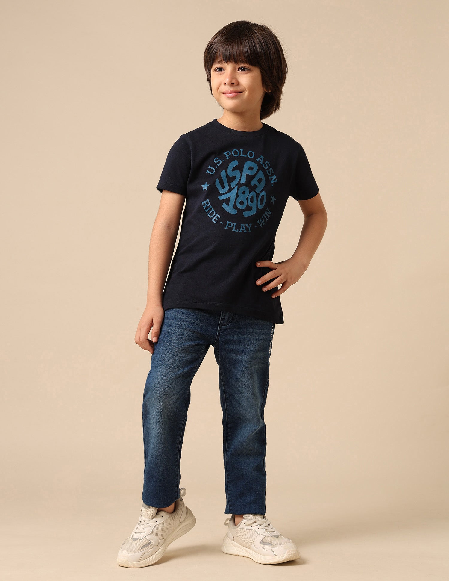 Boys Brand Printed Regular Fit T Shirt Navy - U.S. POLO ASSN. | Large