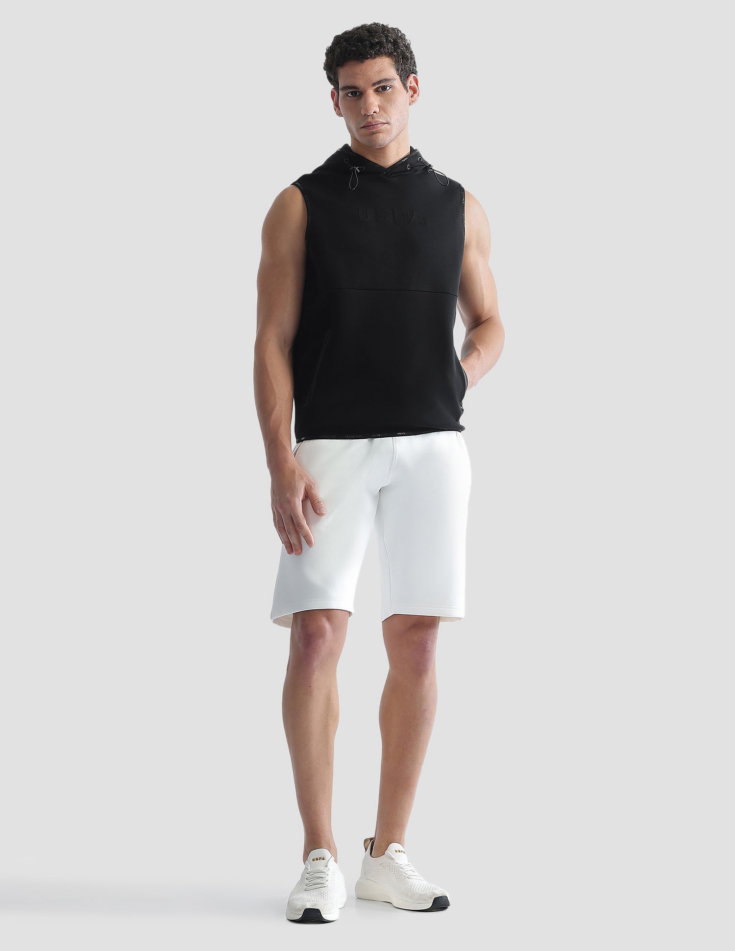 Solid Regular Fit Zipper Active Sweatshirt Black - U.S. Polo Assn. India | Large